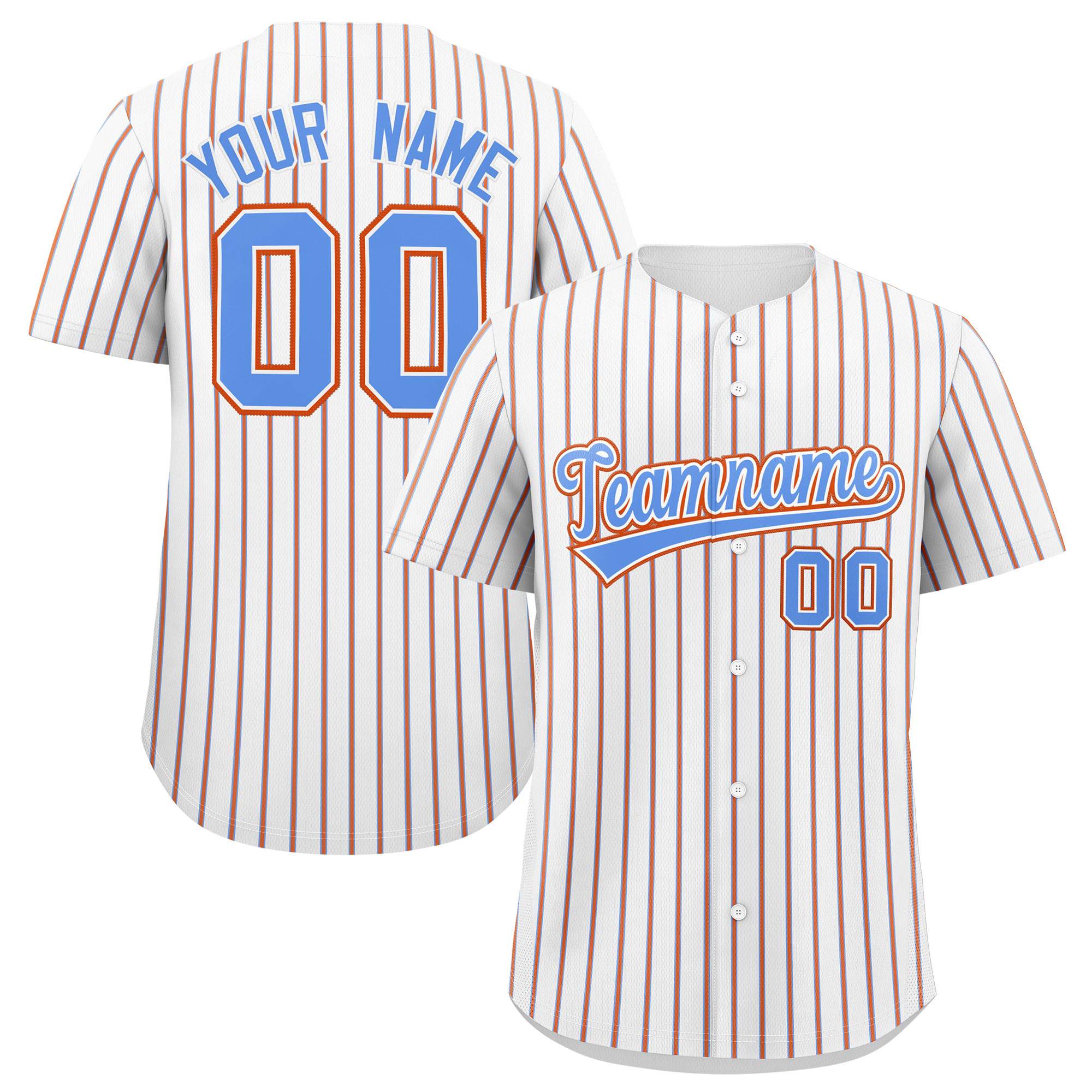 Custom White Powder Blue Tricolor Stripe Fashion Authentic Baseball Jersey