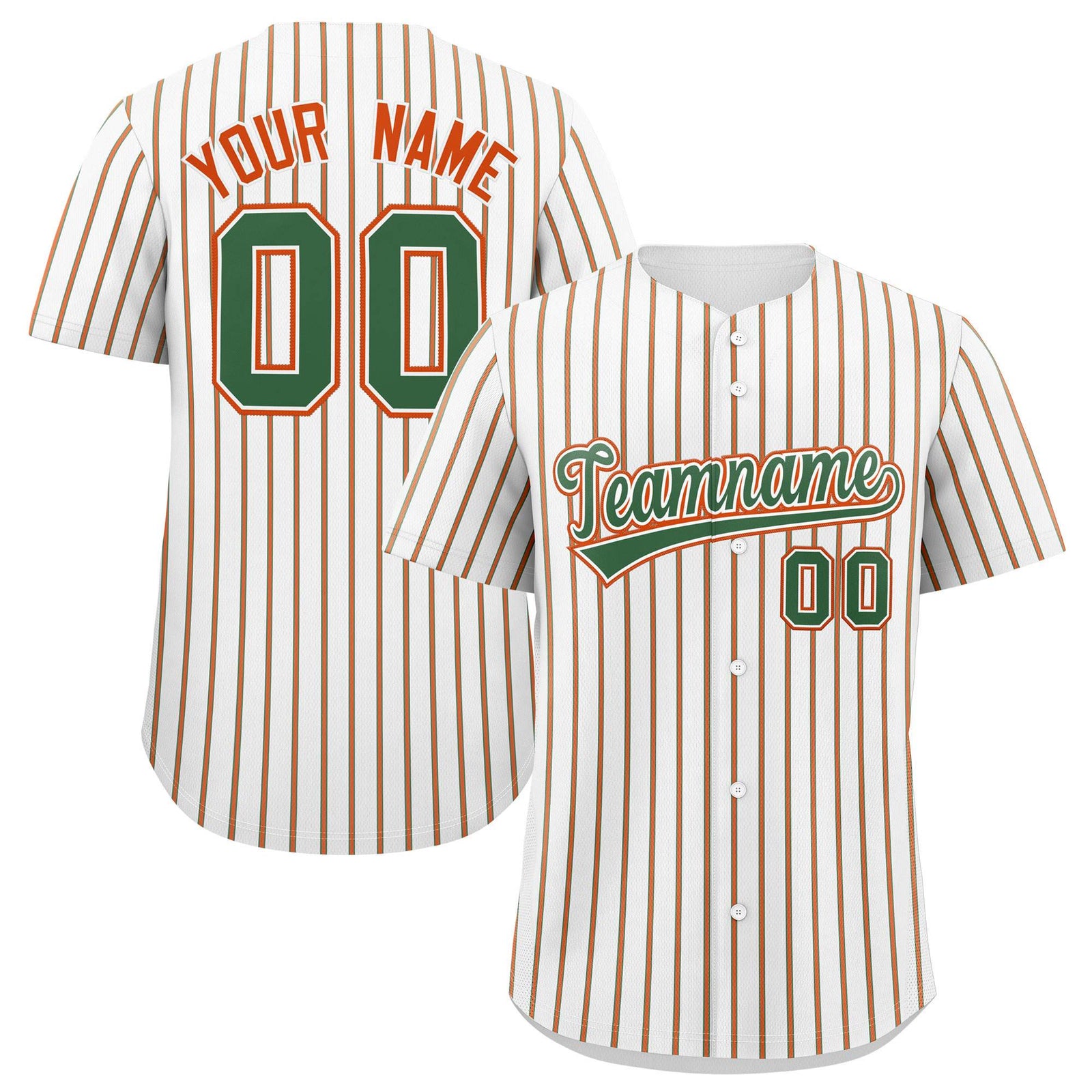 Custom White Kelly Green Tricolor Stripe Fashion Authentic Baseball Jersey