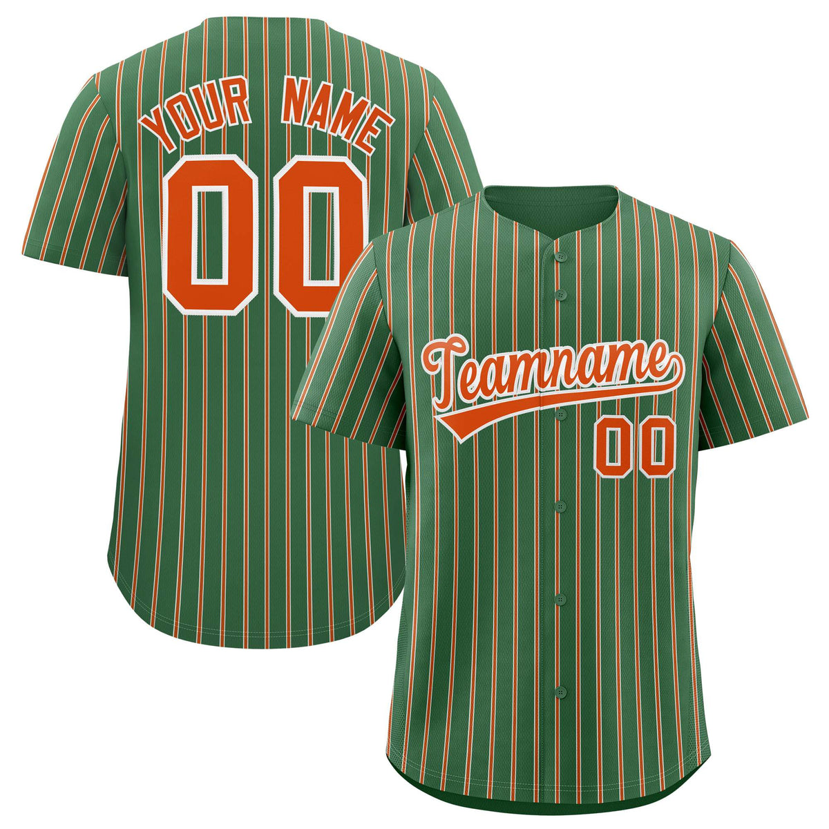 Custom Kelly Green White Tricolor Stripe Fashion Authentic Baseball Jersey