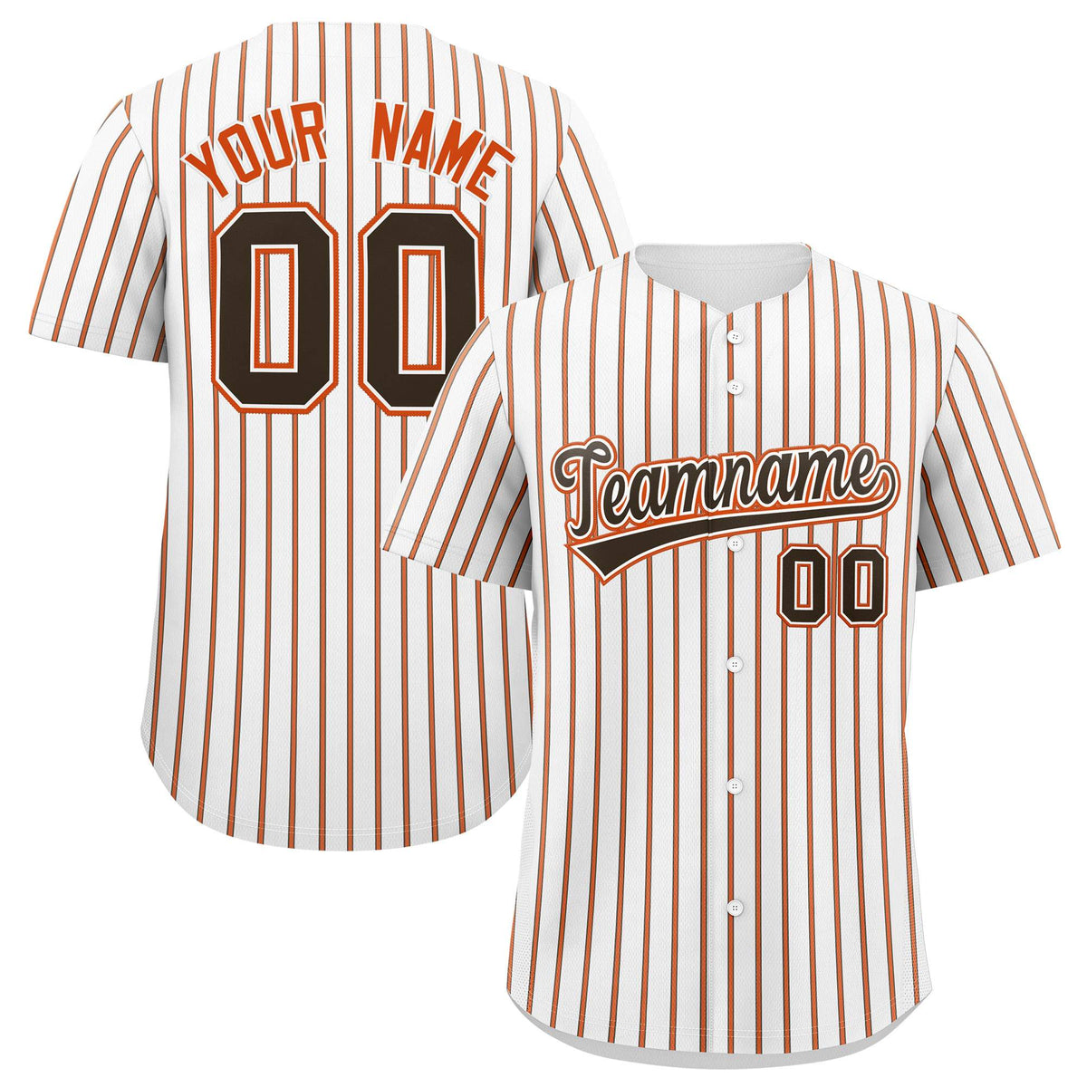 Custom White Brown Tricolor Stripe Fashion Authentic Baseball Jersey