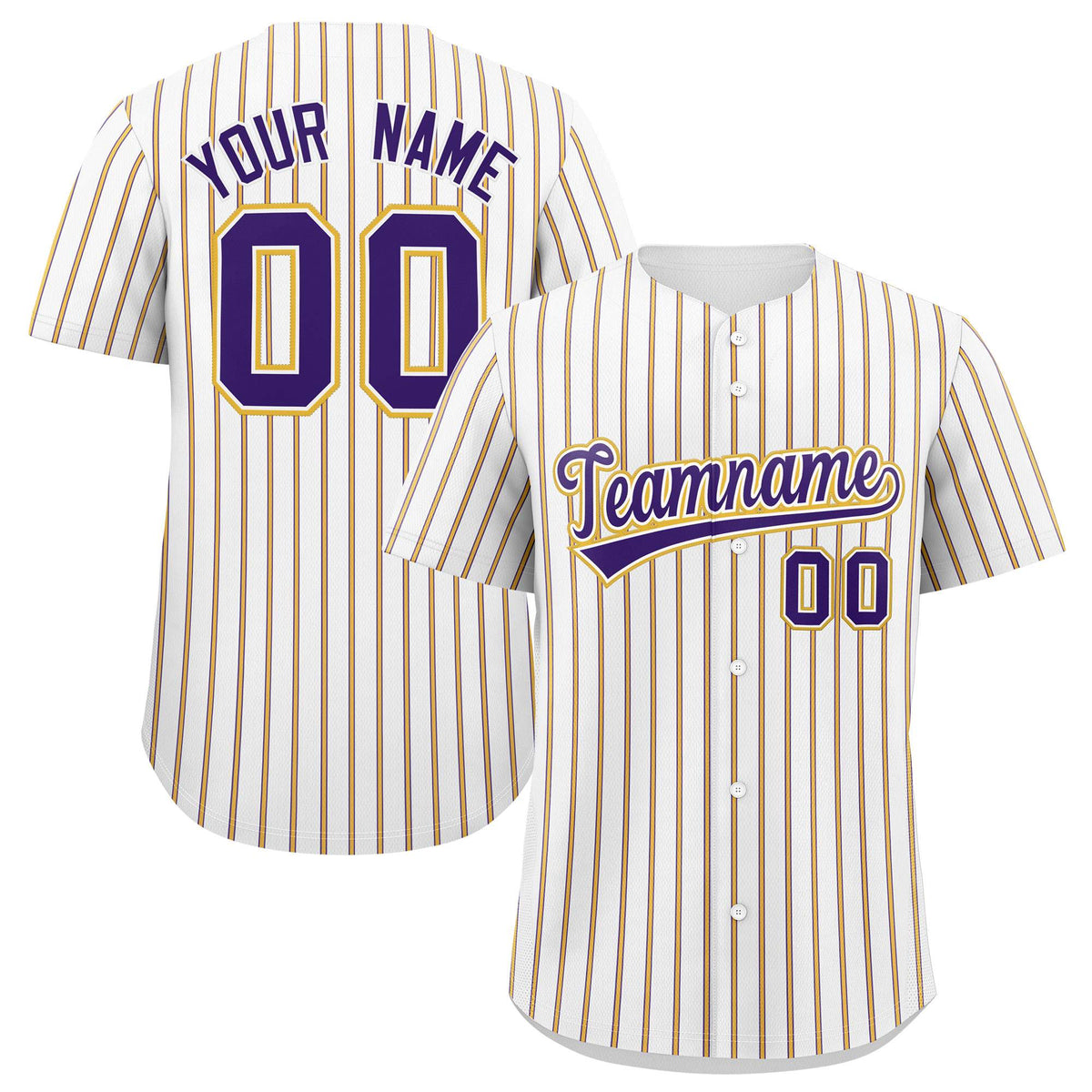 Custom White Purple Tricolor Stripe Fashion Authentic Baseball Jersey