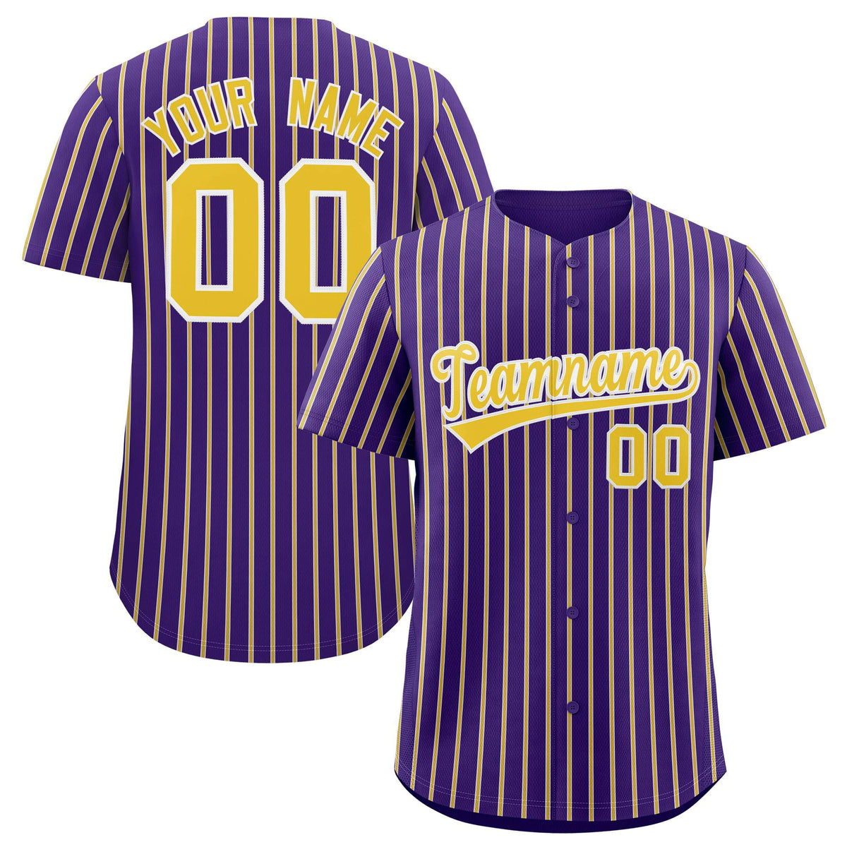 Custom Purple White Tricolor Stripe Fashion Authentic Baseball Jersey