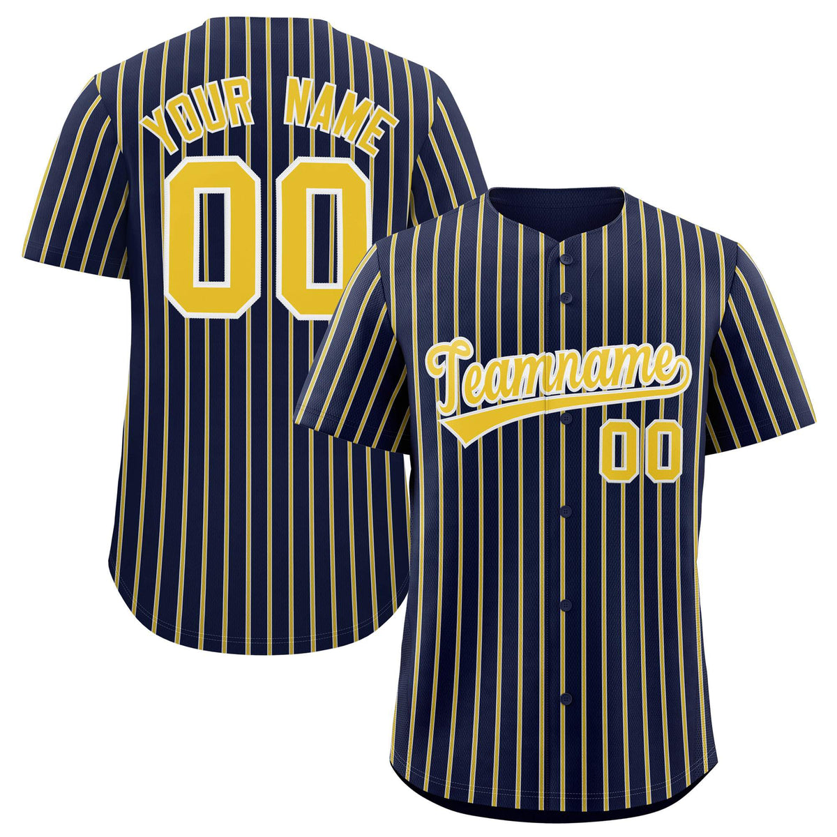Custom Navy White Tricolor Stripe Fashion Authentic Baseball Jersey