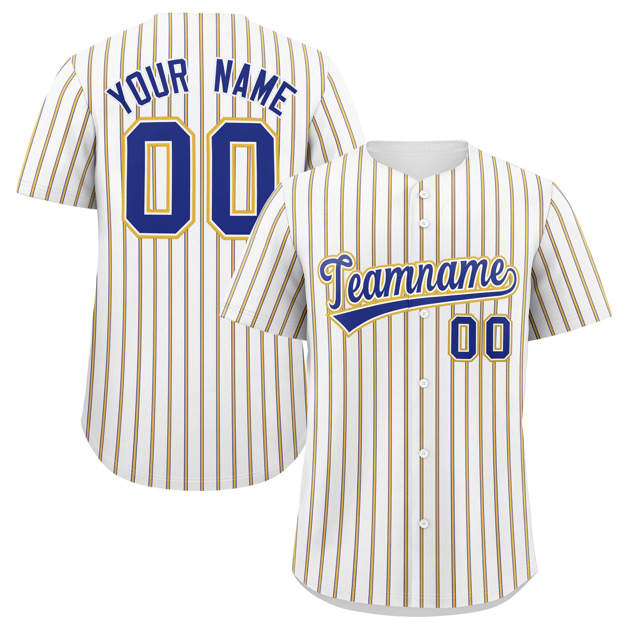 Custom White Royal Tricolor Stripe Fashion Authentic Baseball Jersey