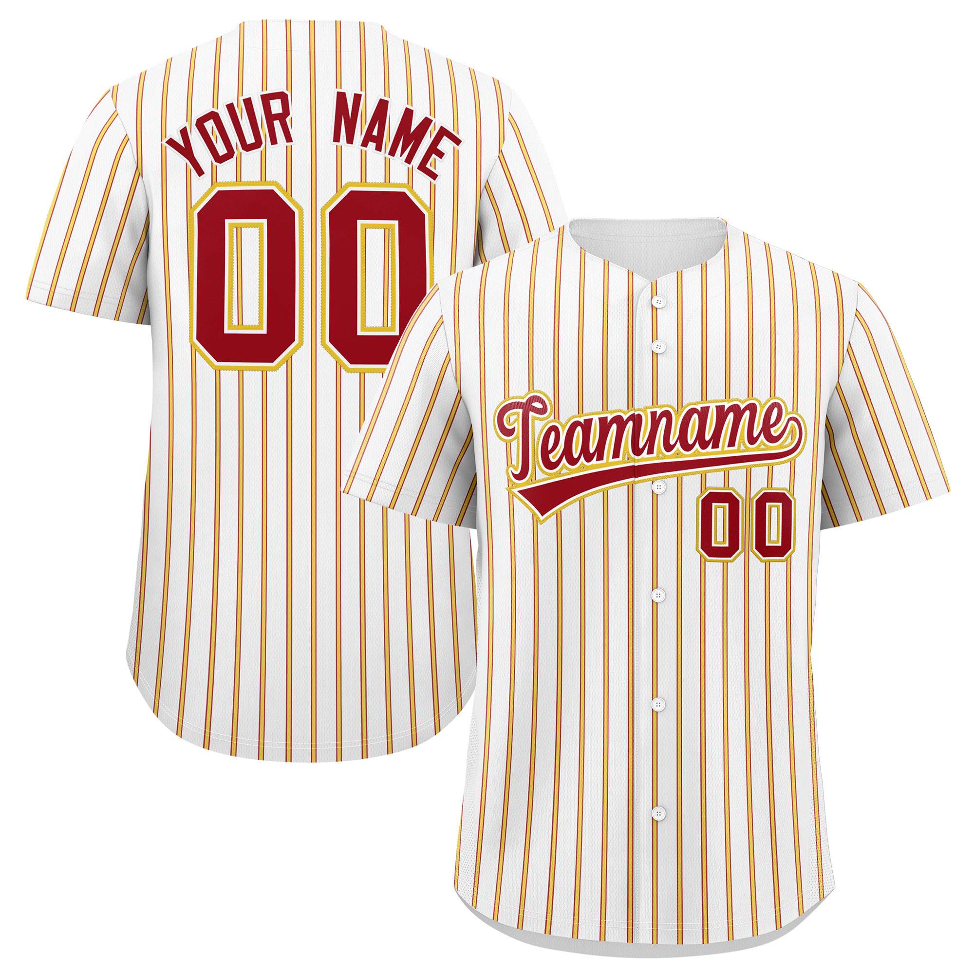 Custom White Red Tricolor Stripe Fashion Authentic Baseball Jersey