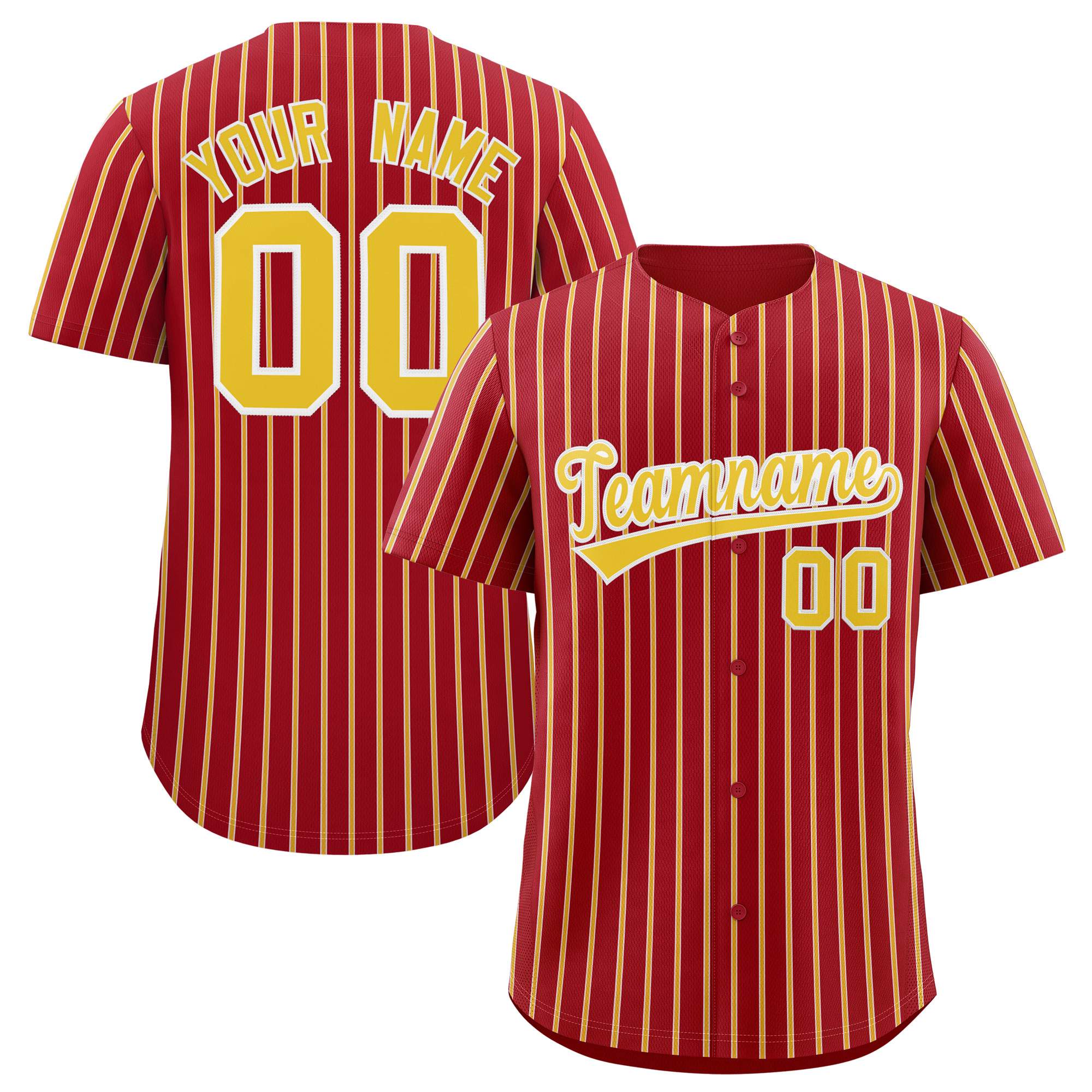 Custom Red White Tricolor Stripe Fashion Authentic Baseball Jersey