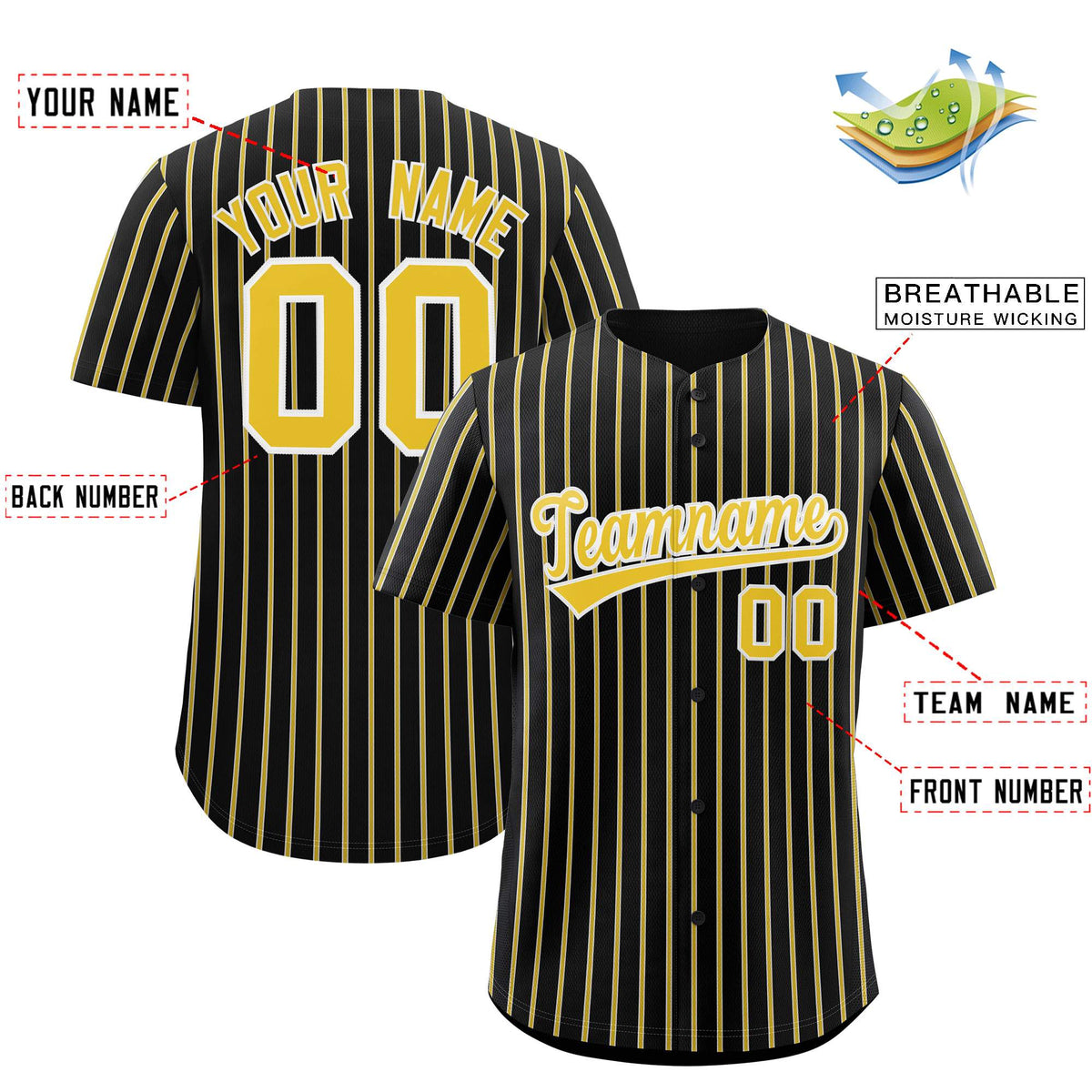 Custom Black White Tricolor Stripe Fashion Authentic Baseball Jersey