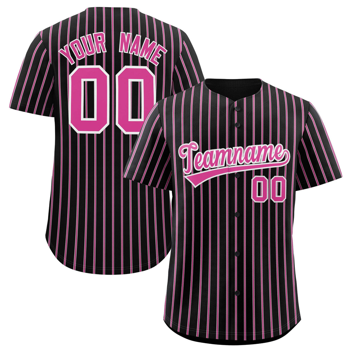 Custom Black White Tricolor Stripe Fashion Authentic Baseball Jersey