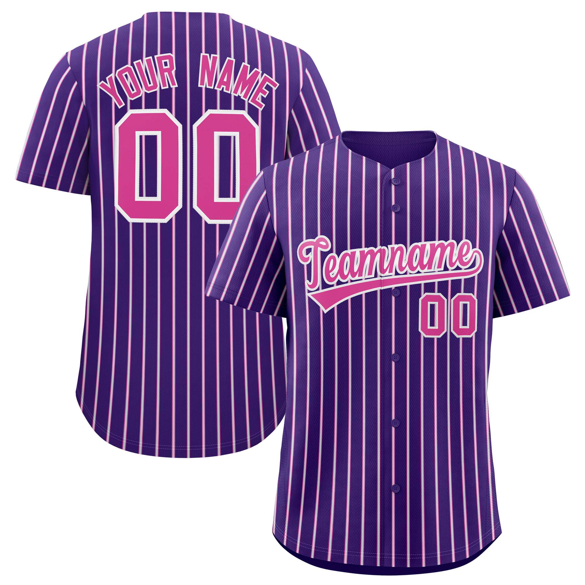 Custom Purple White Tricolor Stripe Fashion Authentic Baseball Jersey