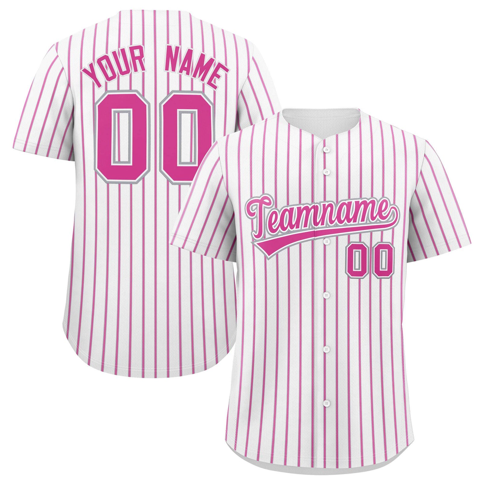 Custom White Gray Tricolor Stripe Fashion Authentic Baseball Jersey