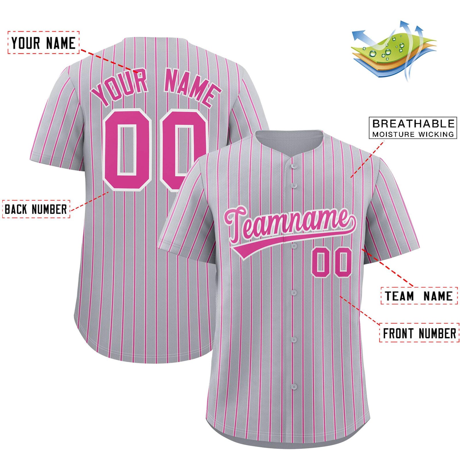 Custom Gray White Tricolor Stripe Fashion Authentic Baseball Jersey