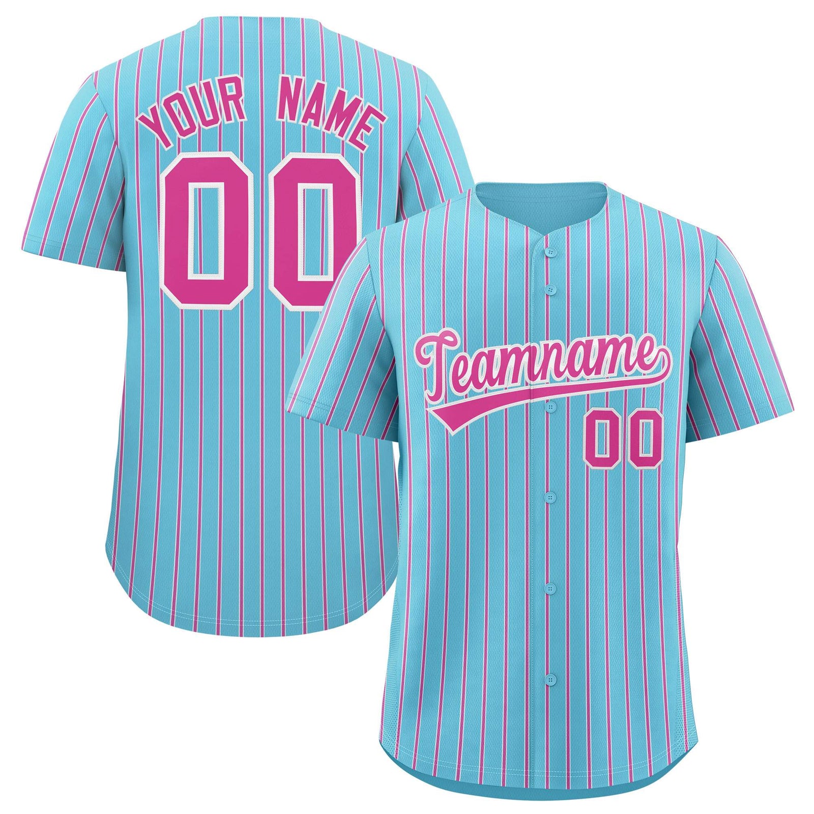 Custom Sky Blue White Tricolor Stripe Fashion Authentic Baseball Jersey