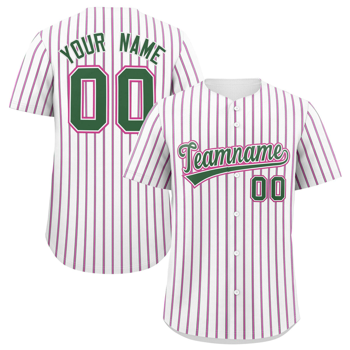 Custom White Kelly Green Tricolor Stripe Fashion Authentic Baseball Jersey