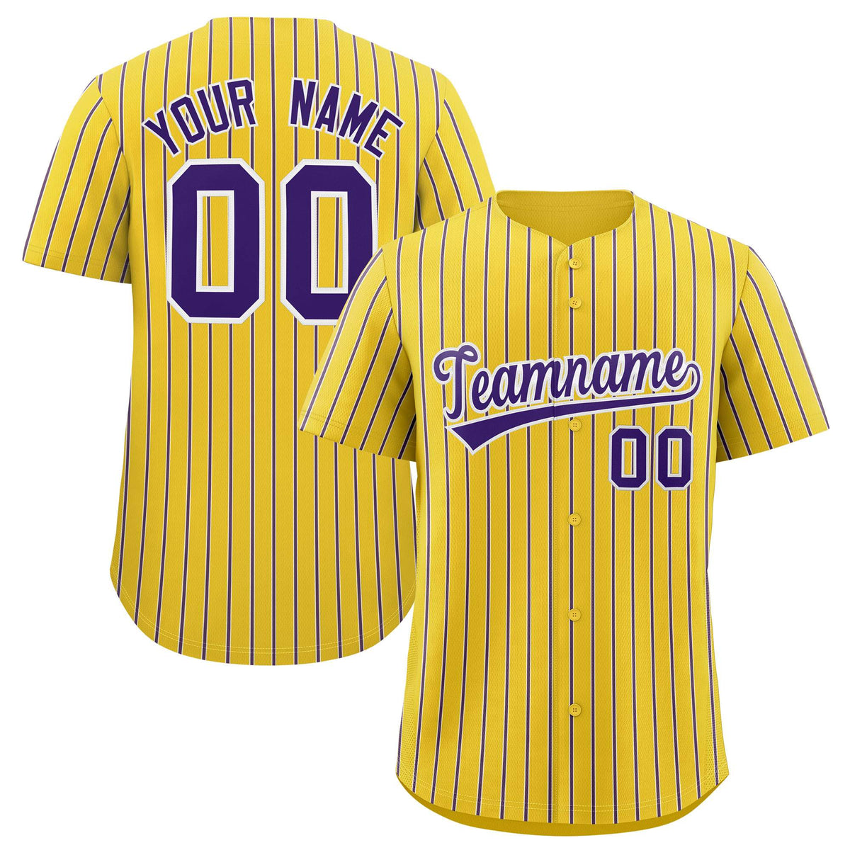 Custom Gold White Tricolor Stripe Fashion Authentic Baseball Jersey