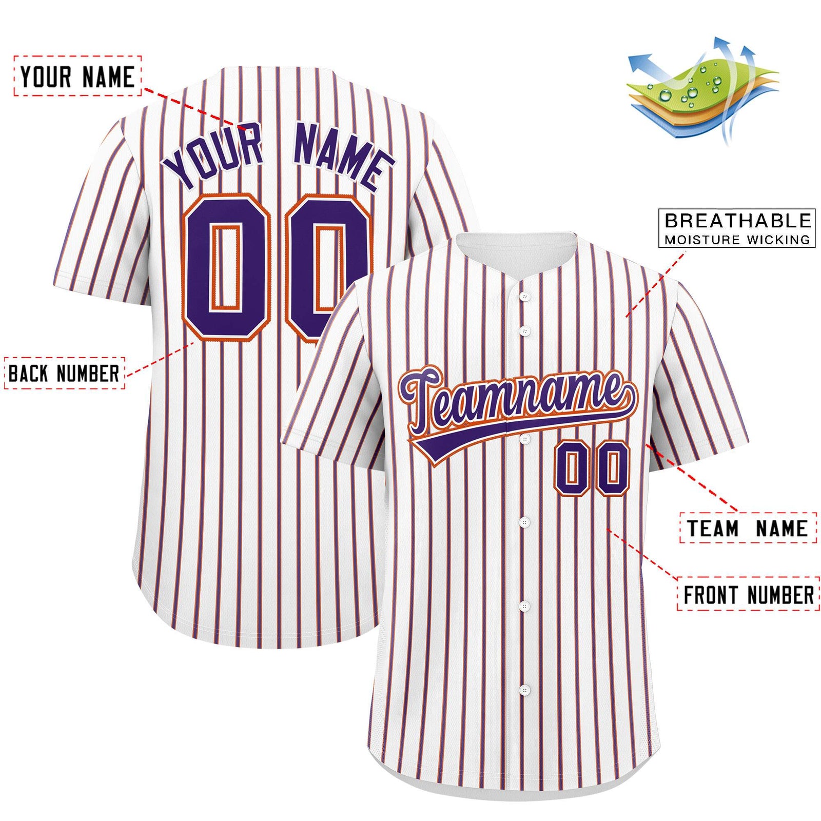 Custom White Orange Tricolor Stripe Fashion Authentic Baseball Jersey