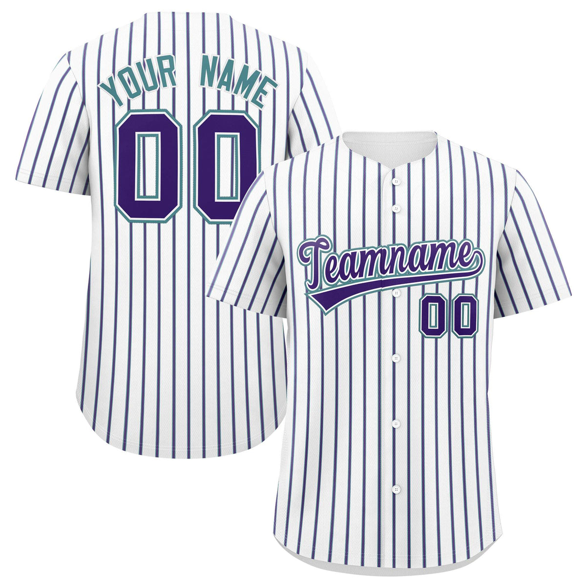 Custom White Aqua Tricolor Stripe Fashion Authentic Baseball Jersey
