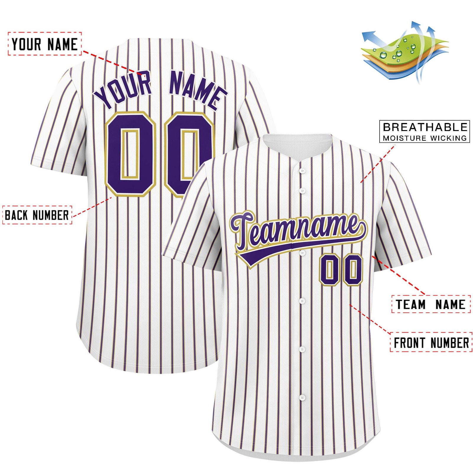 Custom White Old Gold Tricolor Stripe Fashion Authentic Baseball Jersey