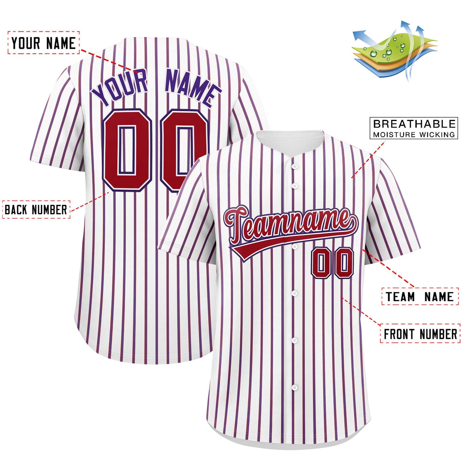 Custom White Red Tricolor Stripe Fashion Authentic Baseball Jersey