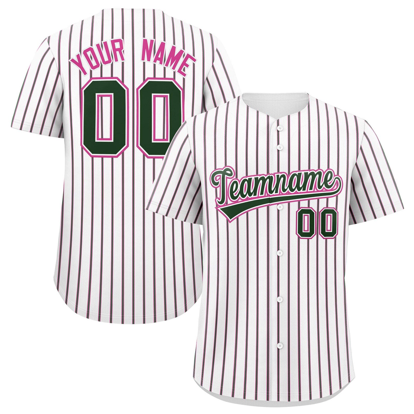 Custom White Pink Tricolor Stripe Fashion Authentic Baseball Jersey