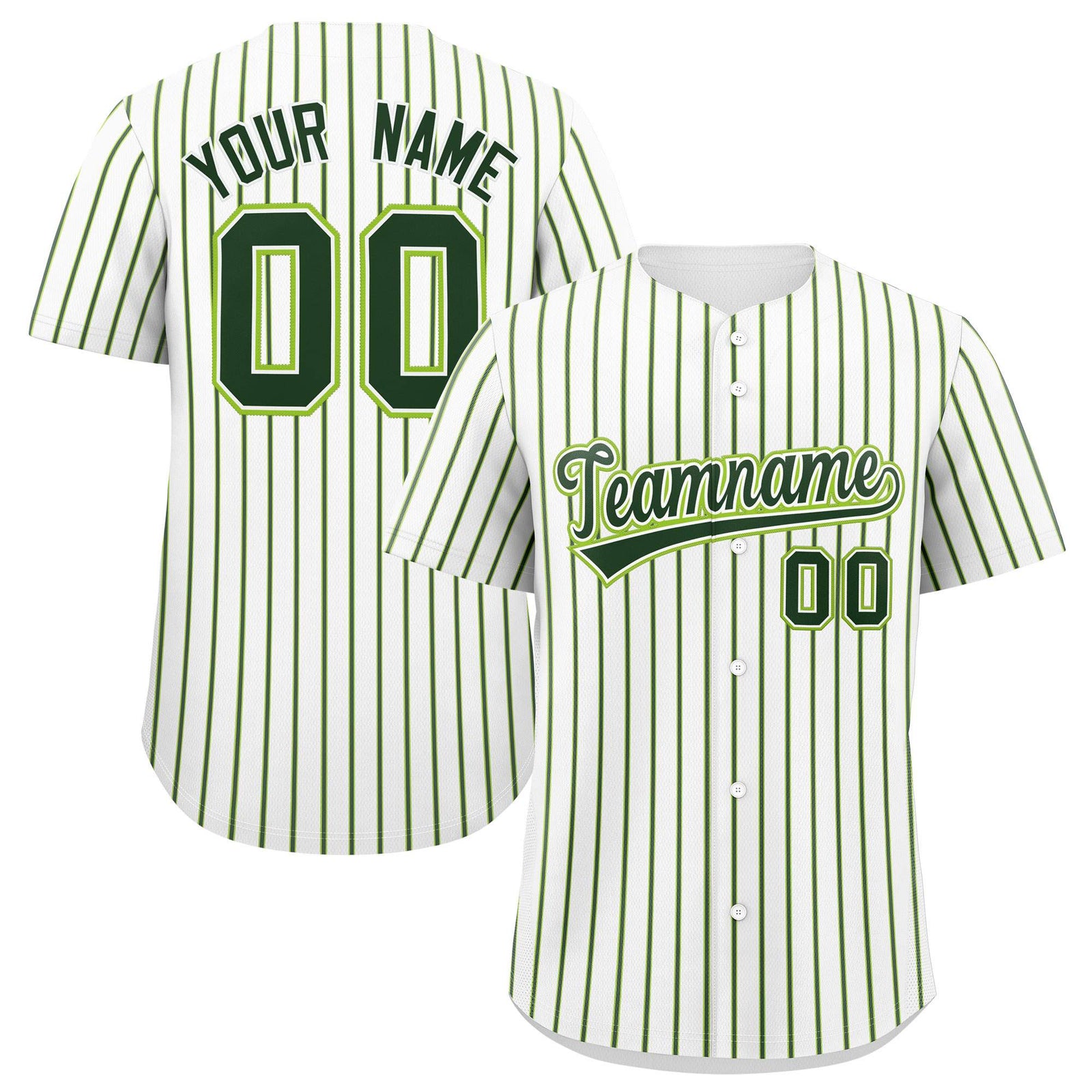 Custom White Neon Green Tricolor Stripe Fashion Authentic Baseball Jersey