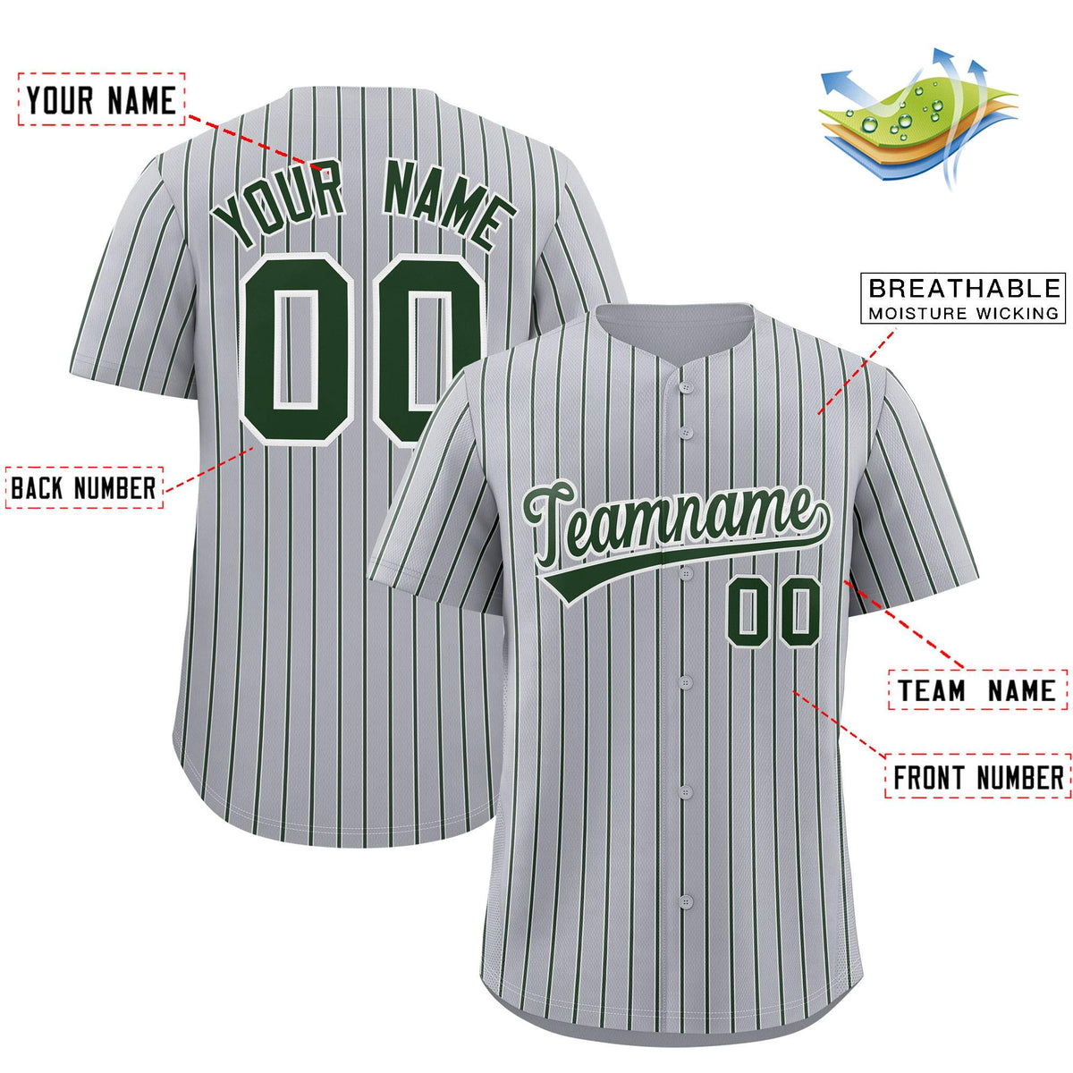 Custom Gray White Tricolor Stripe Fashion Authentic Baseball Jersey