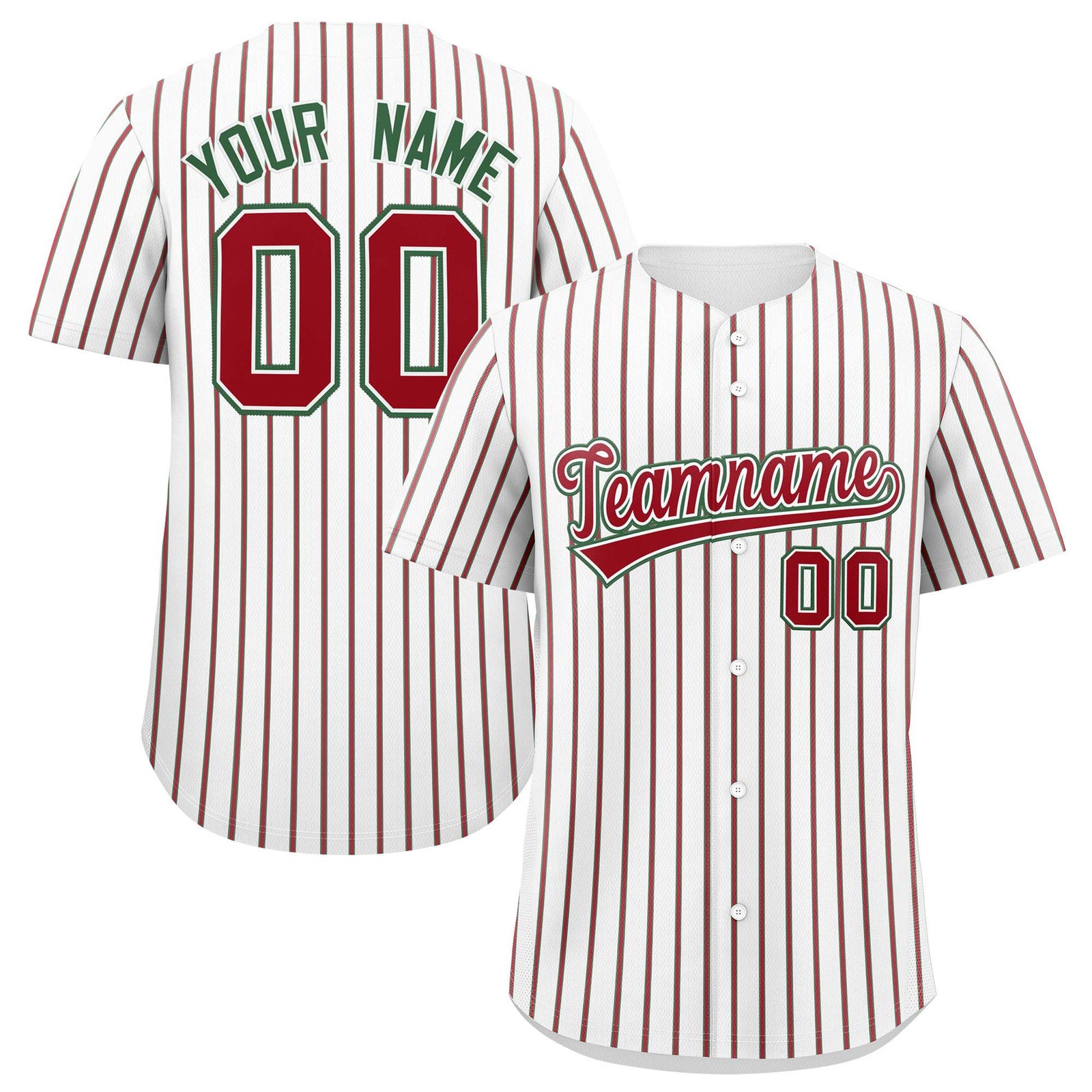 Custom White Kelly Green Tricolor Stripe Fashion Authentic Baseball Jersey