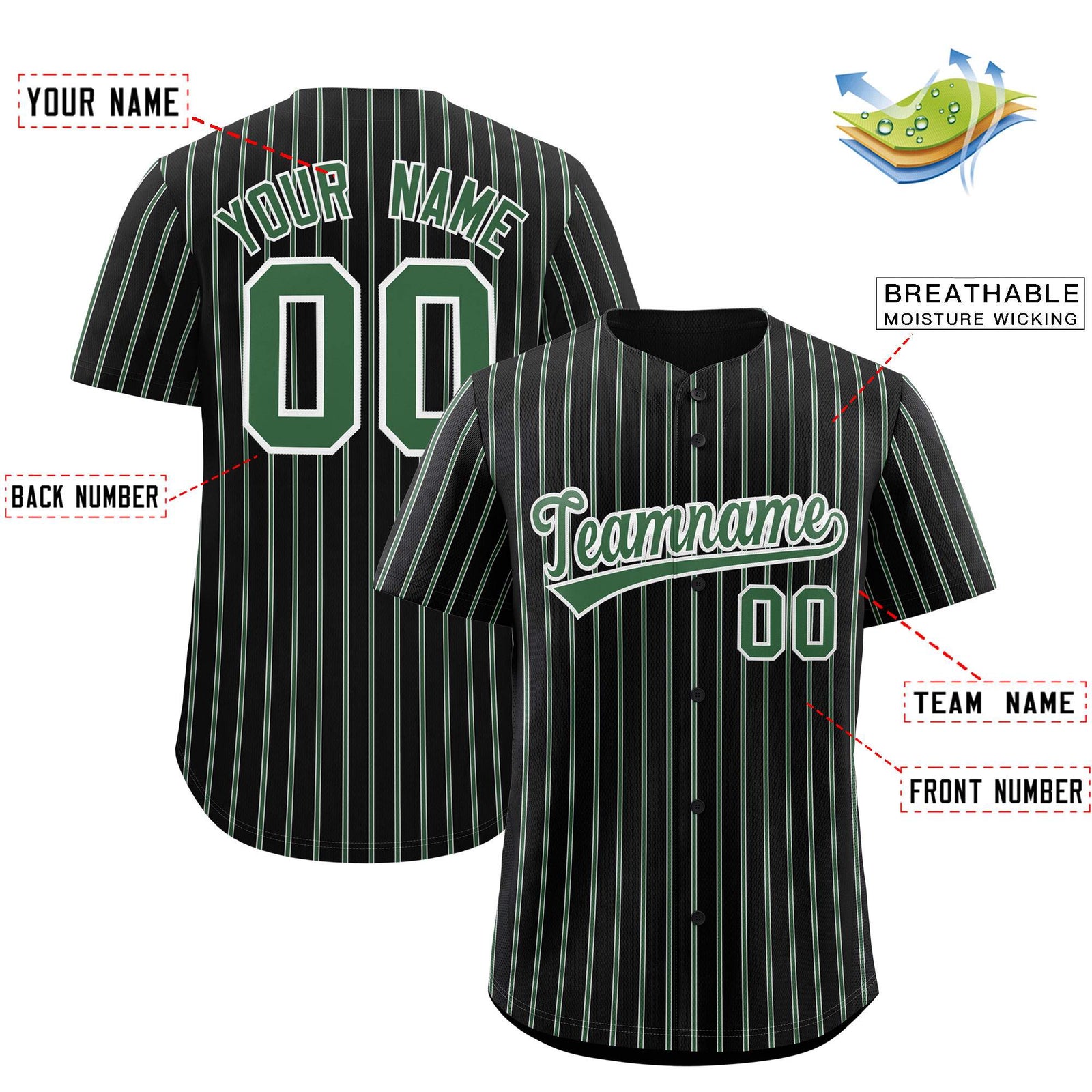 Custom Black White Tricolor Stripe Fashion Authentic Baseball Jersey