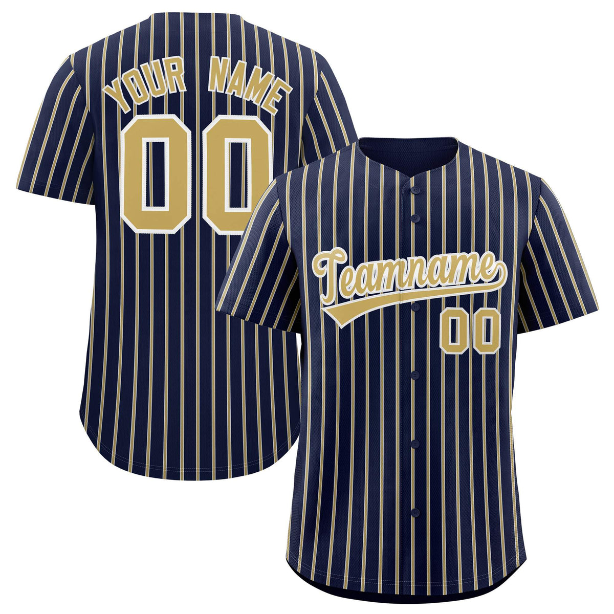 Custom Navy White Tricolor Stripe Fashion Authentic Baseball Jersey