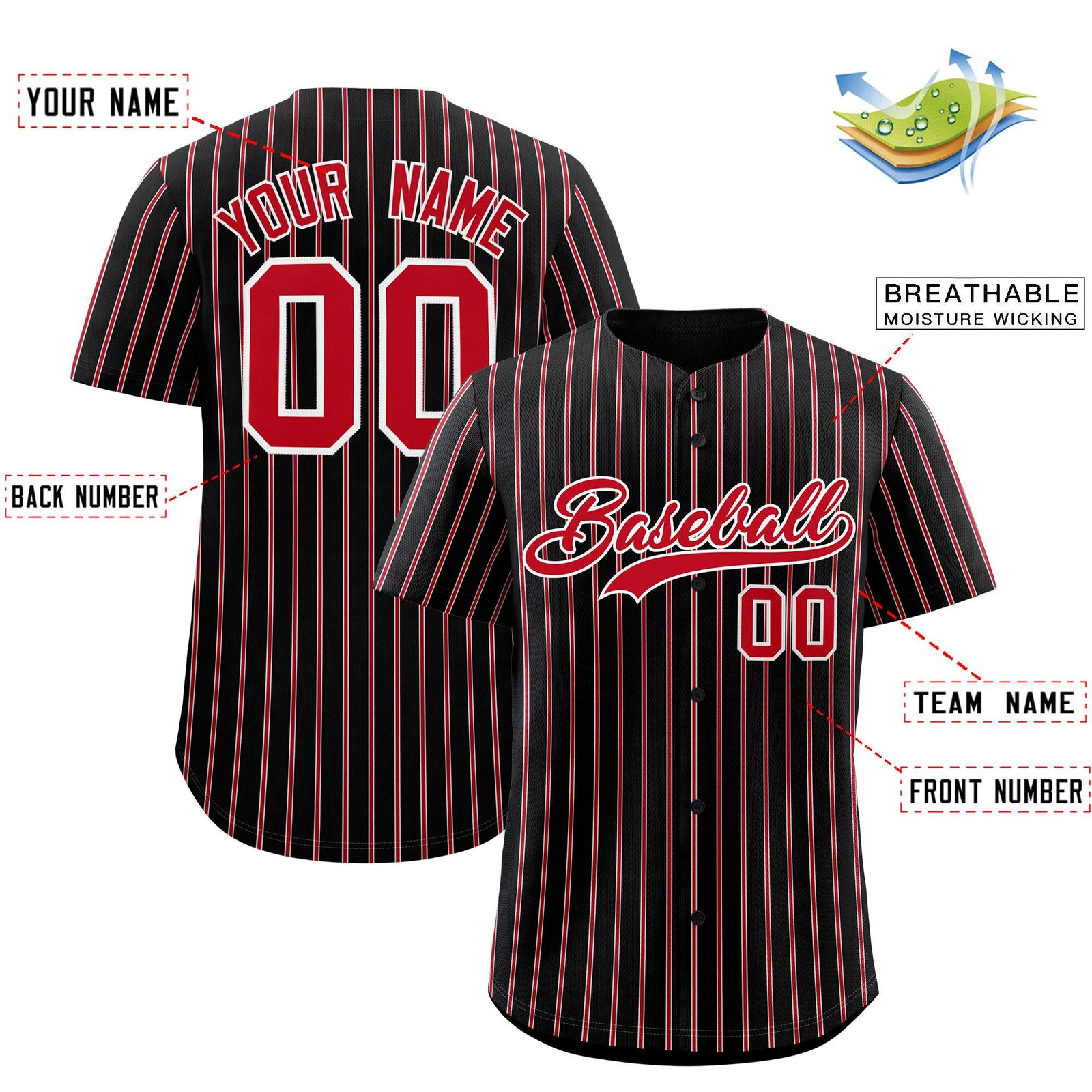 Custom Black White Tricolor Stripe Fashion Authentic Baseball Jersey