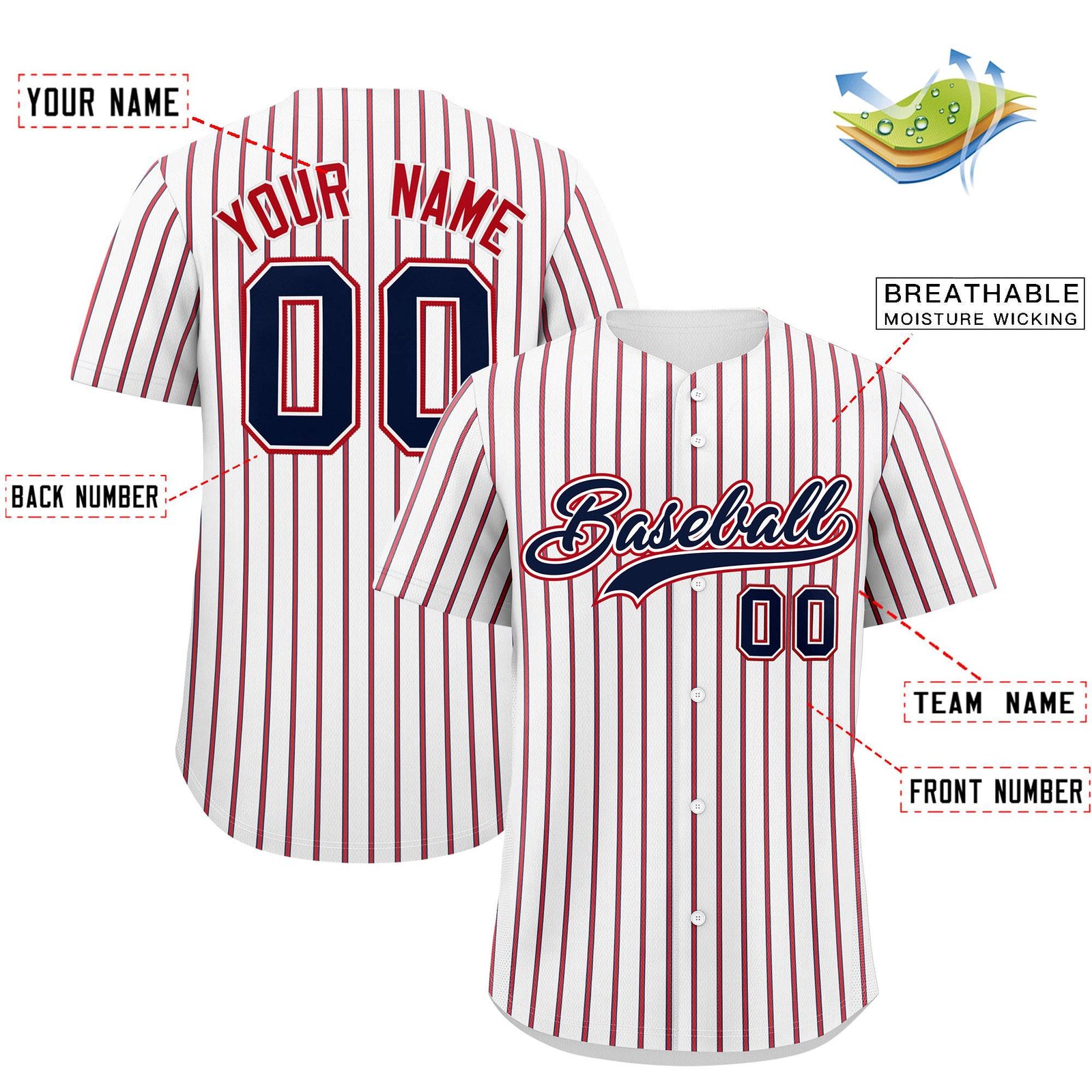 Custom White Navy Tricolor Stripe Fashion Authentic Baseball Jersey
