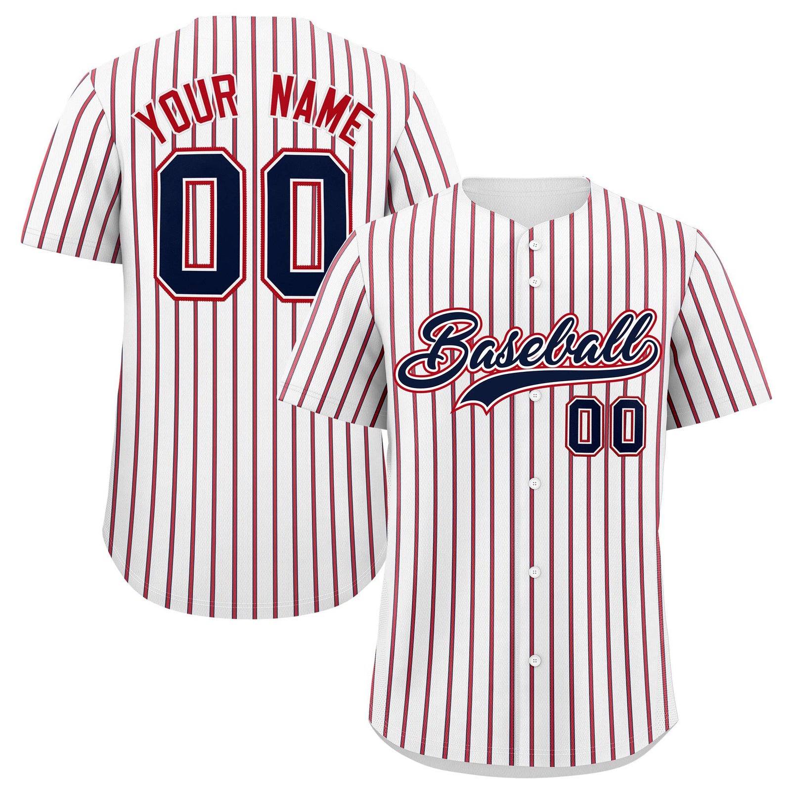 Custom White Navy Tricolor Stripe Fashion Authentic Baseball Jersey