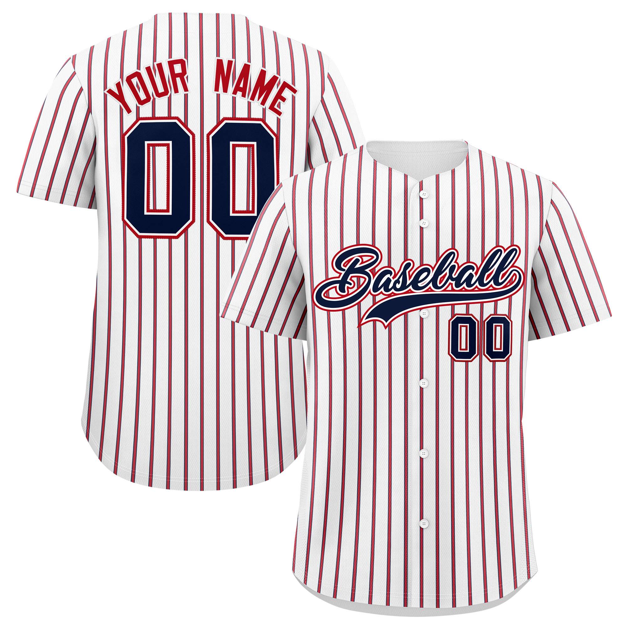Custom White Navy Tricolor Stripe Fashion Authentic Baseball Jersey