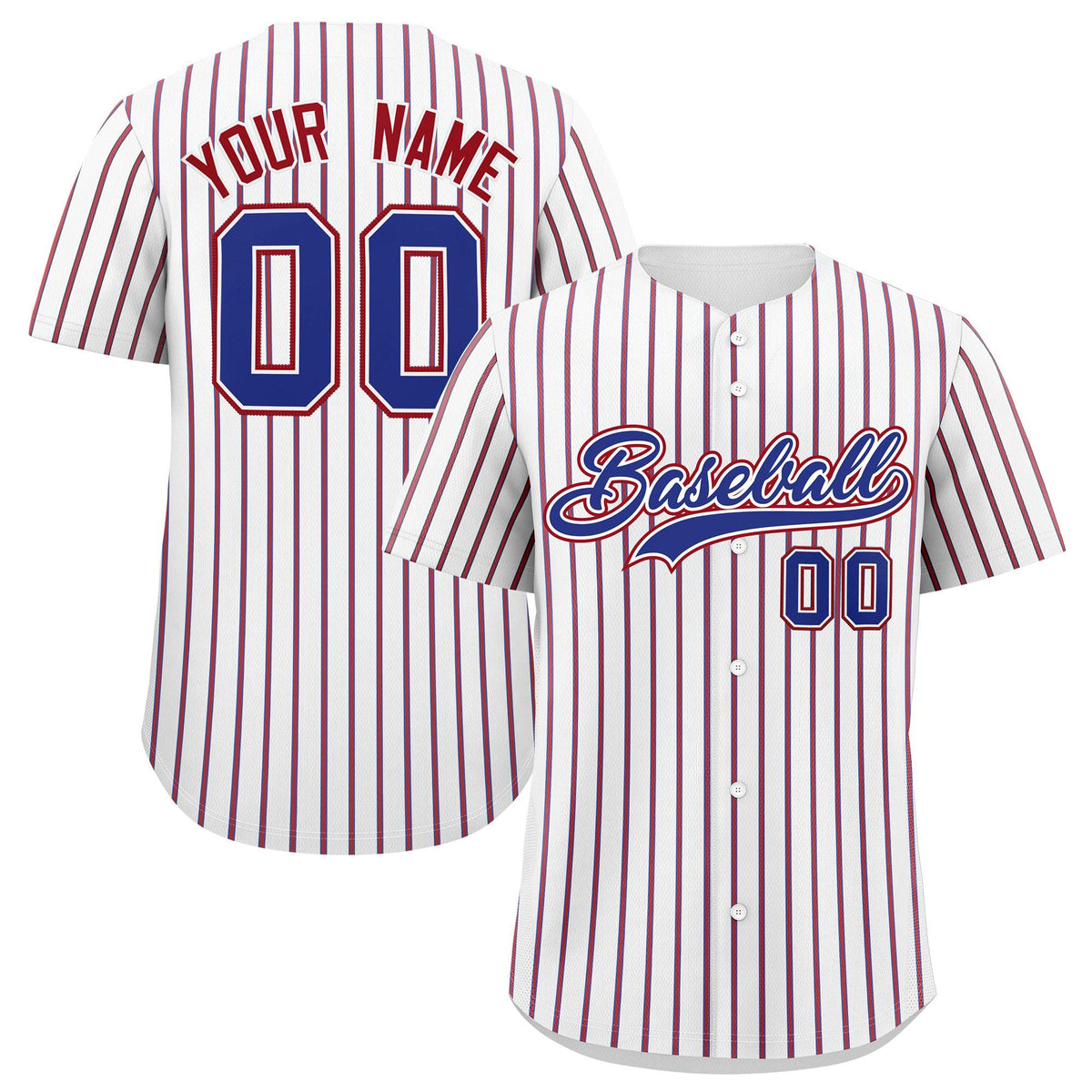 Custom White Royal Tricolor Stripe Fashion Authentic Baseball Jersey