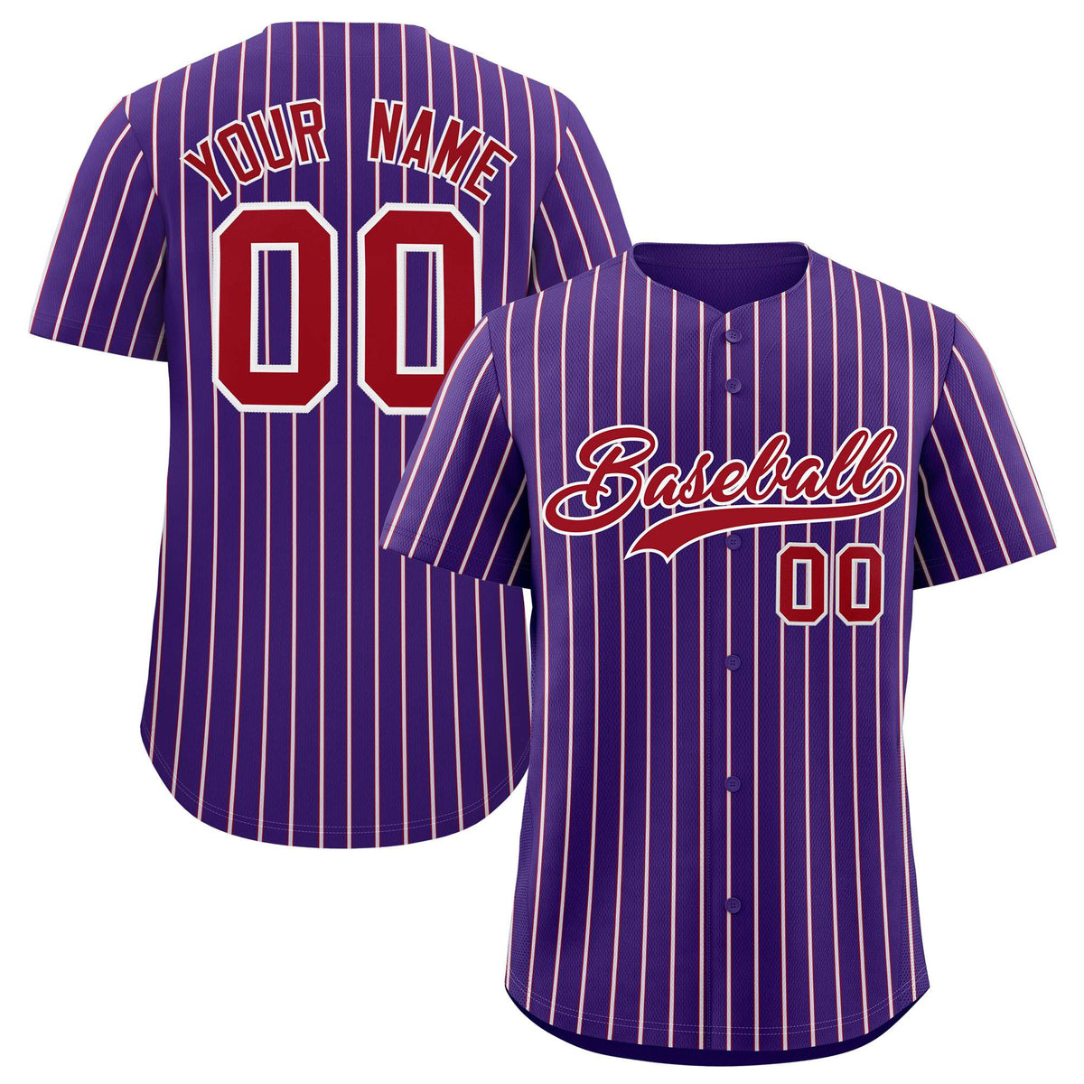 Custom Purple White Tricolor Stripe Fashion Authentic Baseball Jersey