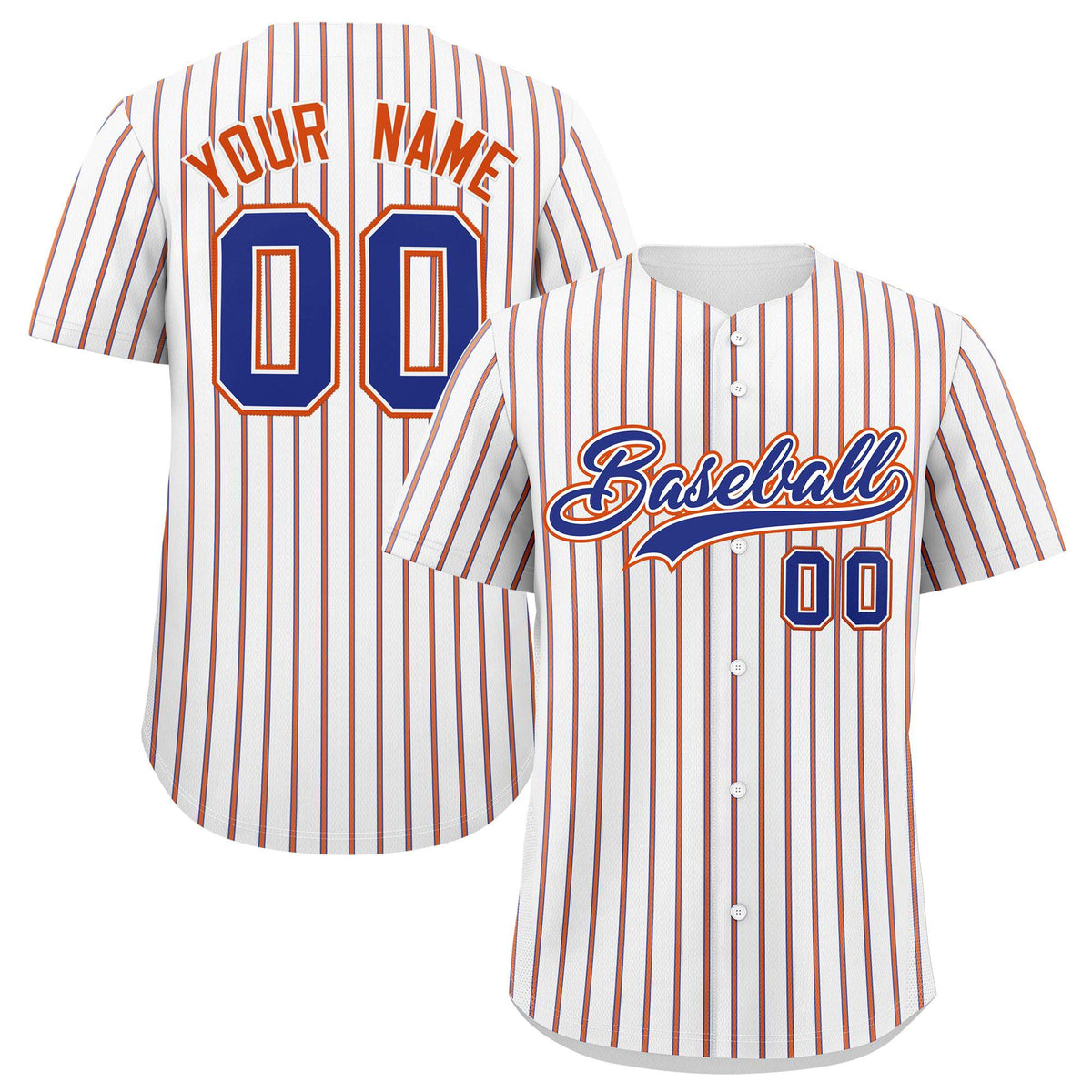 Custom White Royal Tricolor Stripe Fashion Authentic Baseball Jersey