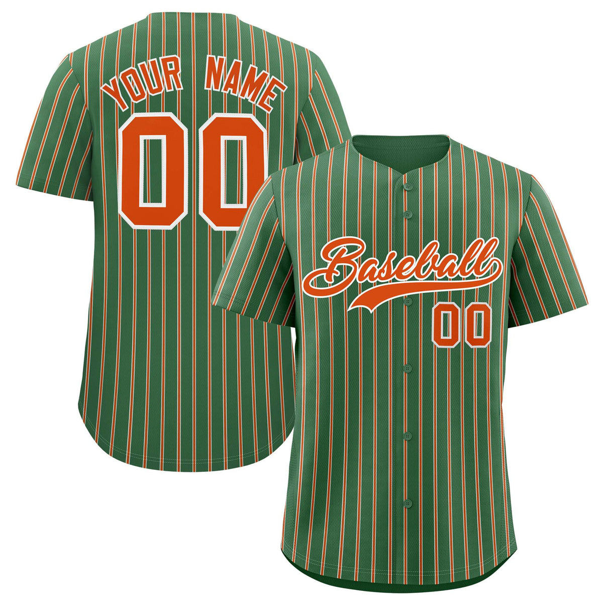 Custom Kelly Green White Tricolor Stripe Fashion Authentic Baseball Jersey