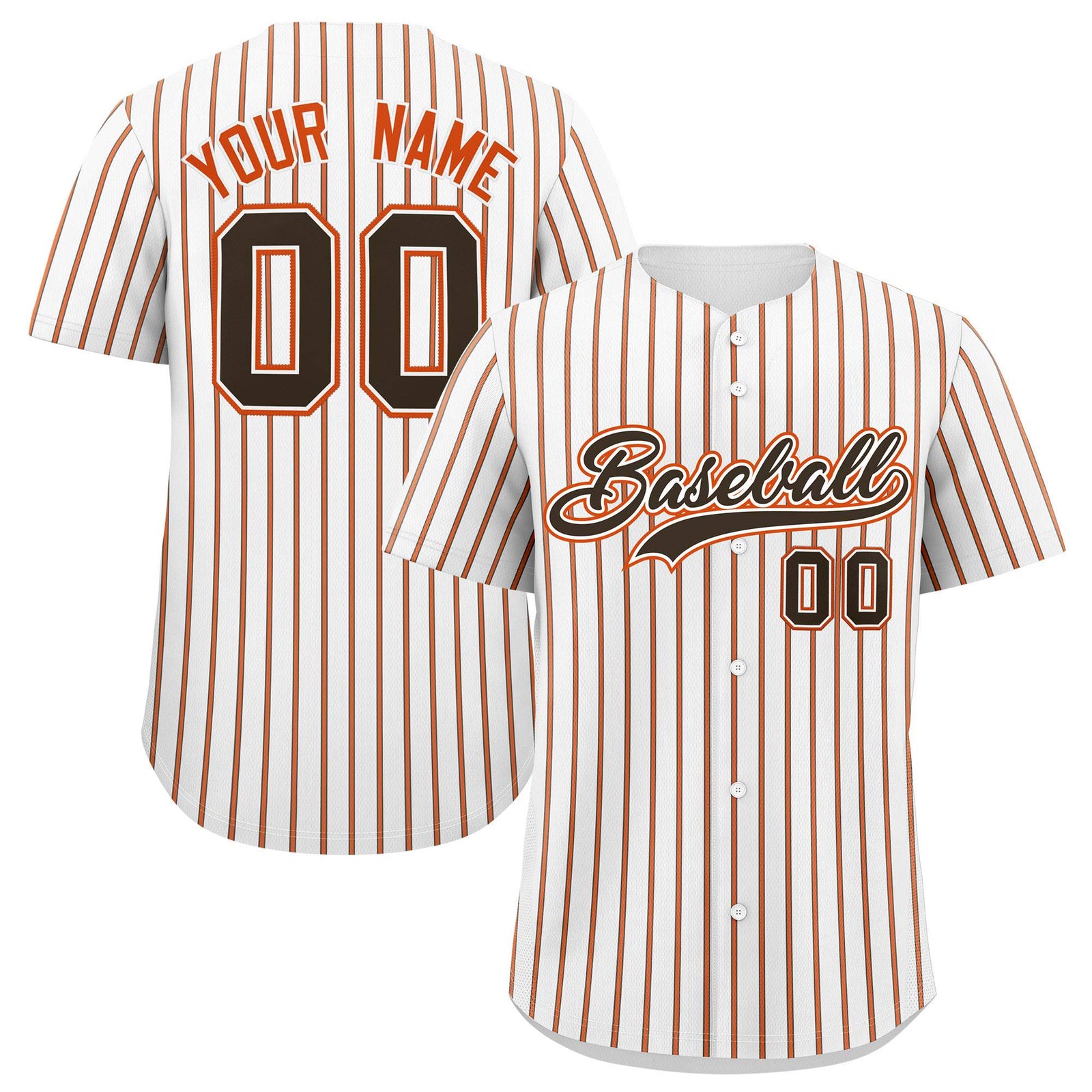 Custom White Brown Tricolor Stripe Fashion Authentic Baseball Jersey