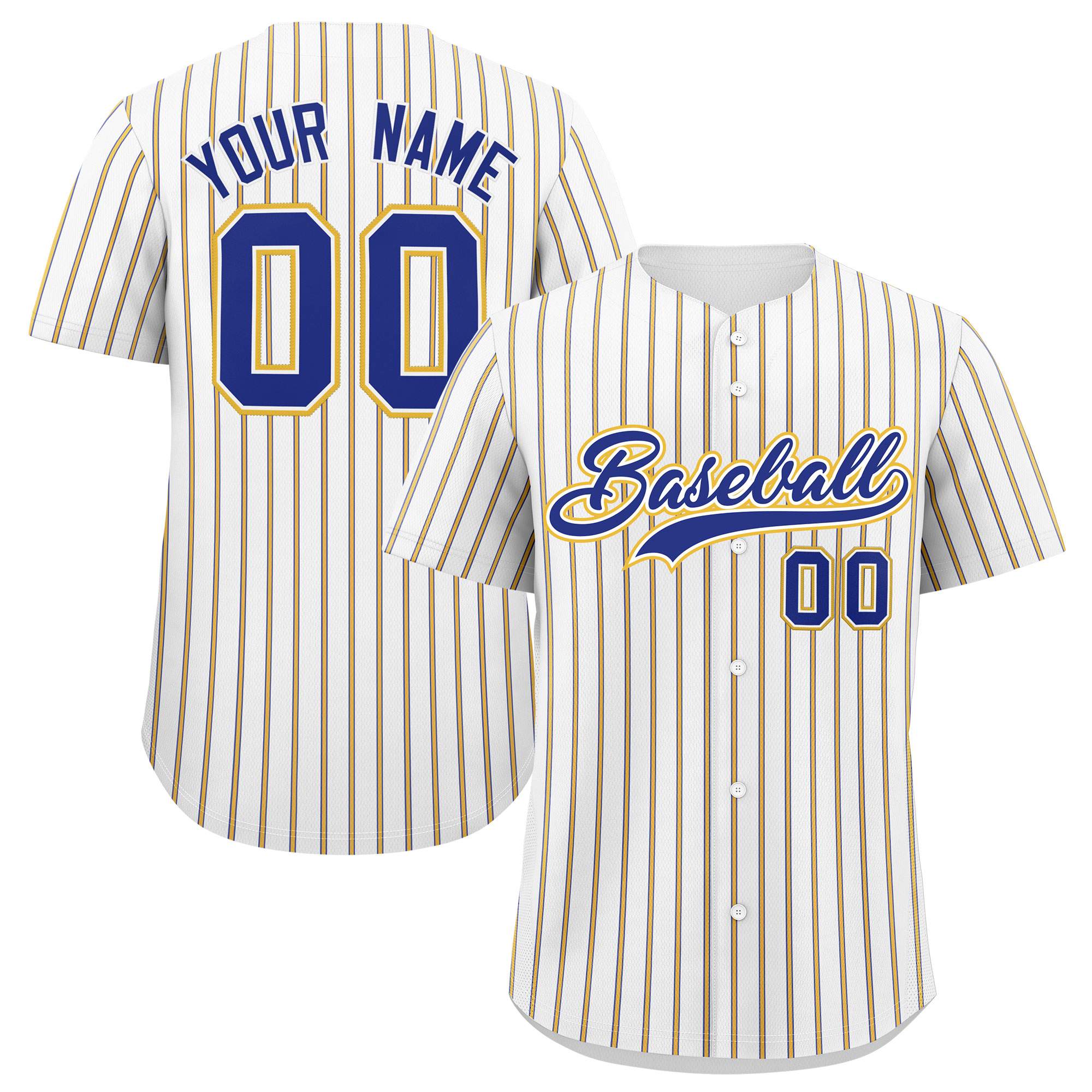 Custom White Royal Tricolor Stripe Fashion Authentic Baseball Jersey