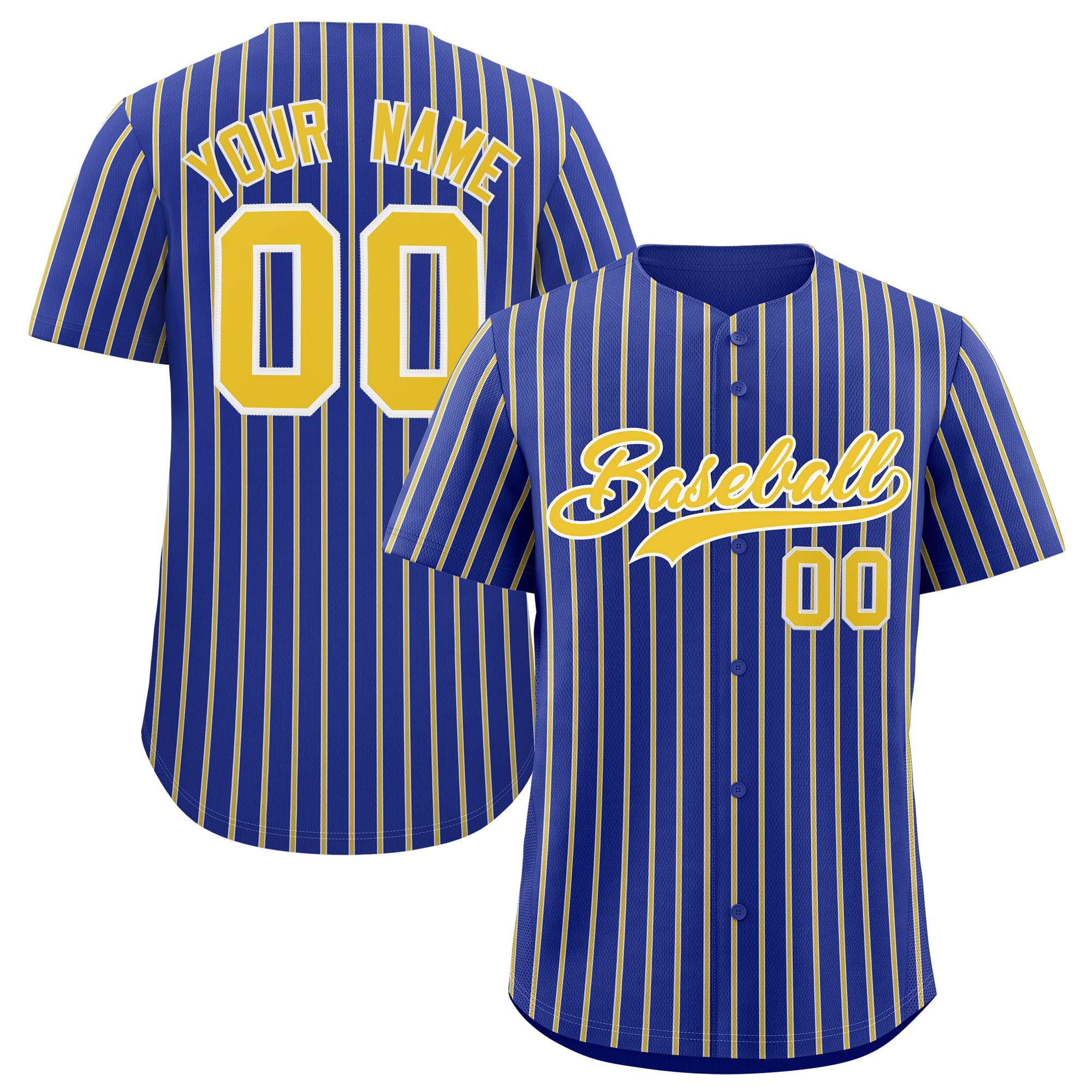 Custom Royal White Tricolor Stripe Fashion Authentic Baseball Jersey