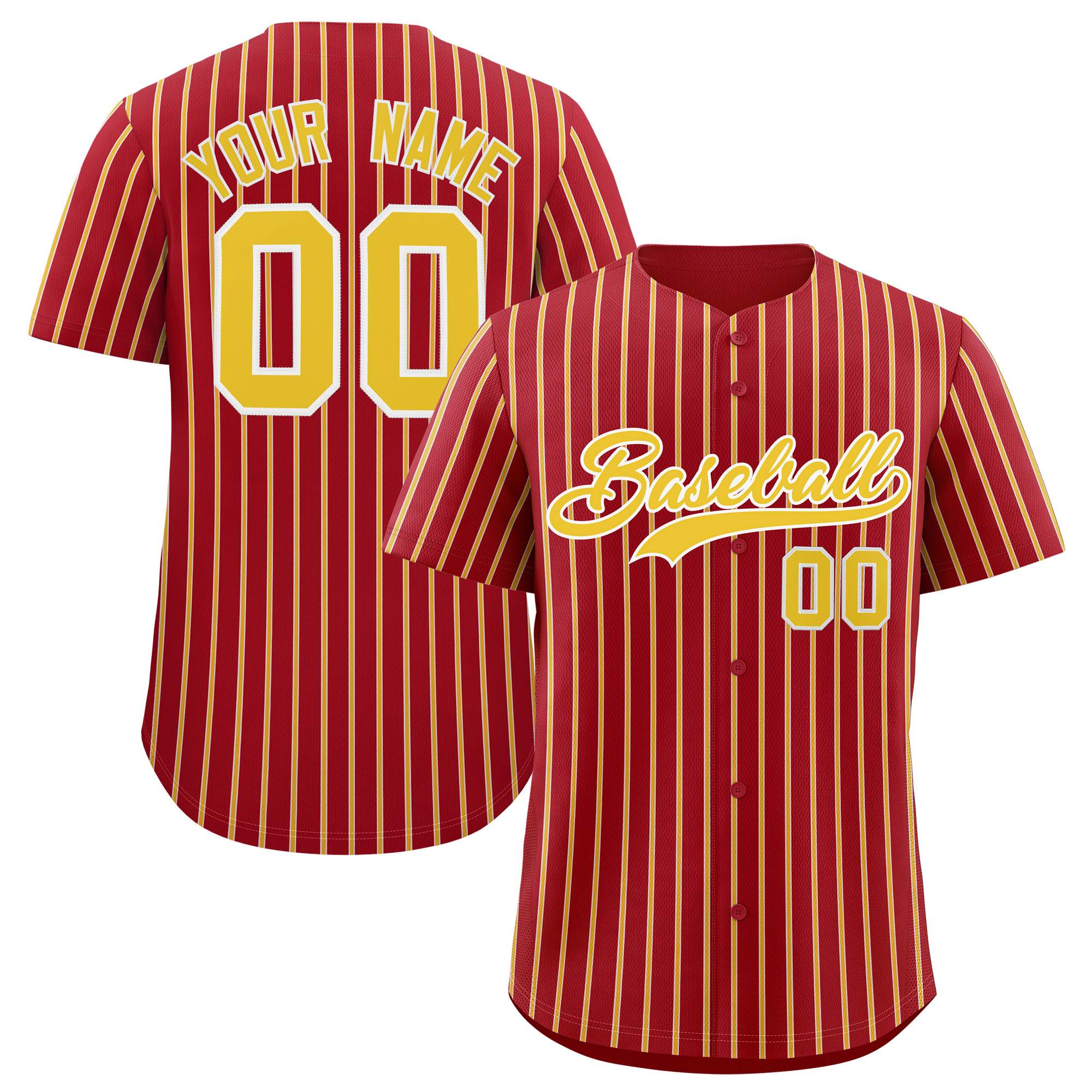 Custom Red White Tricolor Stripe Fashion Authentic Baseball Jersey