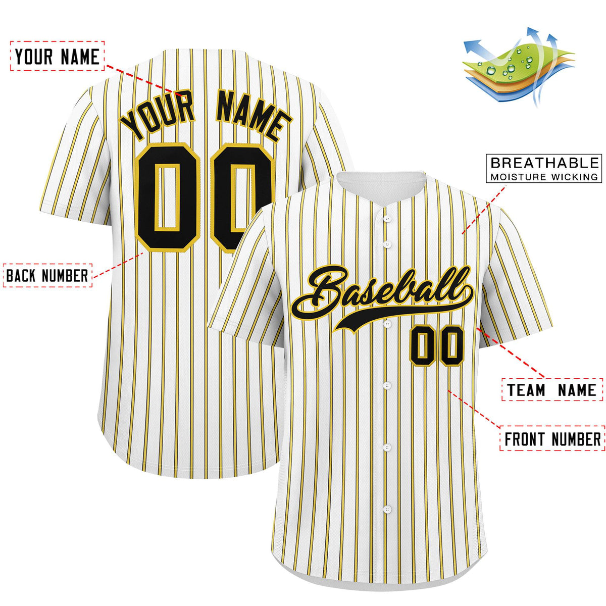Custom White Black Tricolor Stripe Fashion Authentic Baseball Jersey
