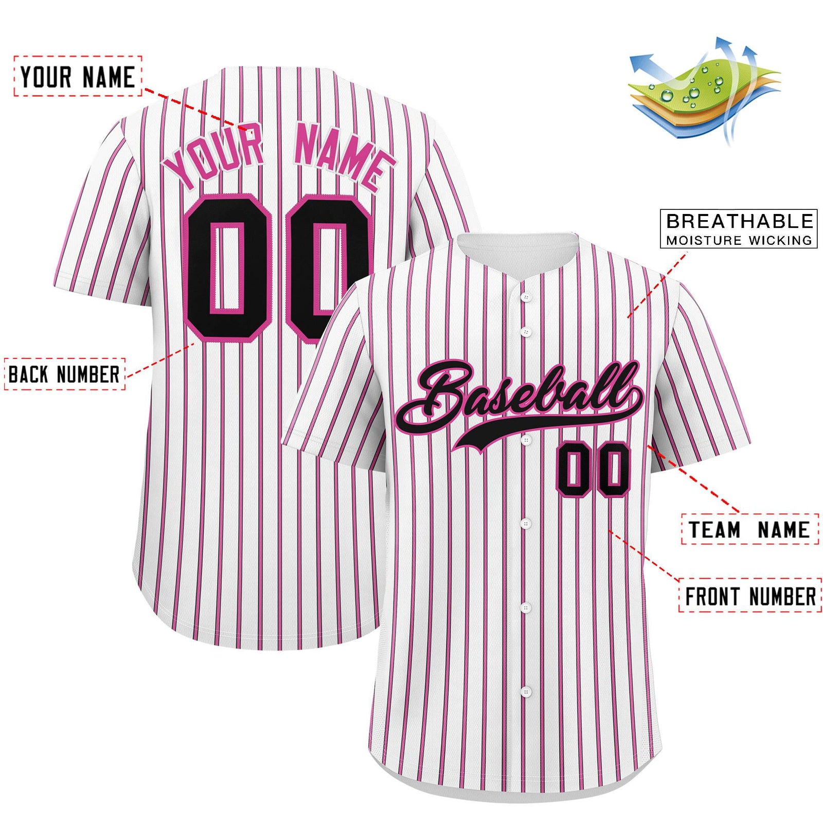 Custom White Black Tricolor Stripe Fashion Authentic Baseball Jersey