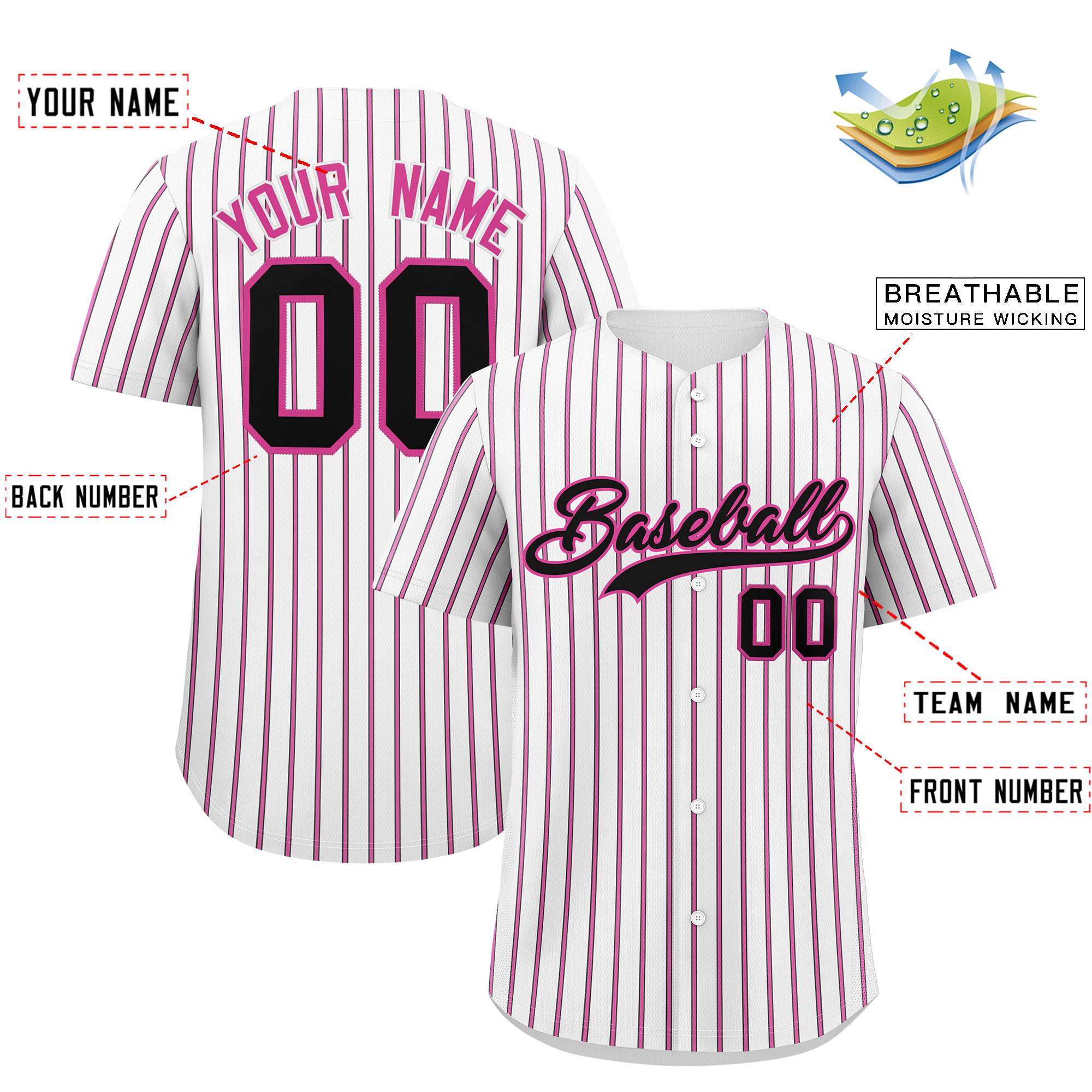 Custom White Black Tricolor Stripe Fashion Authentic Baseball Jersey
