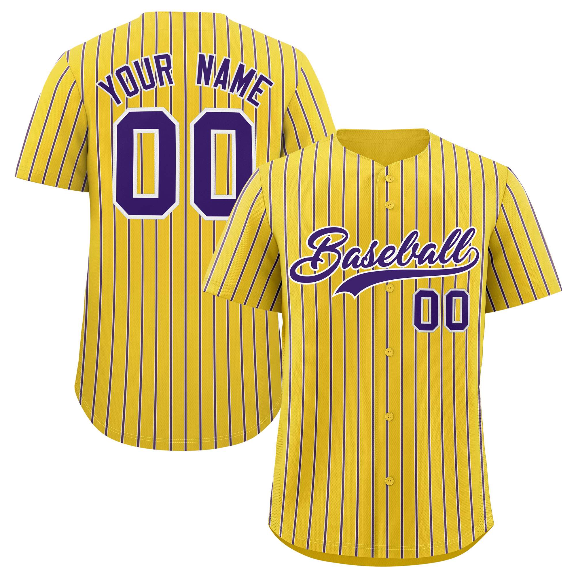 Custom Gold White Tricolor Stripe Fashion Authentic Baseball Jersey