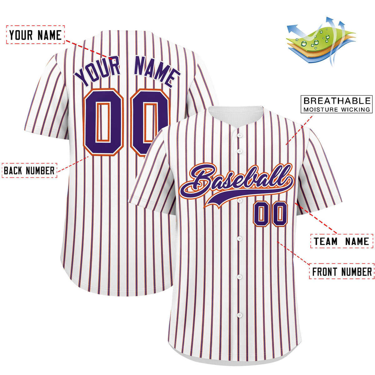 Custom White Orange Tricolor Stripe Fashion Authentic Baseball Jersey