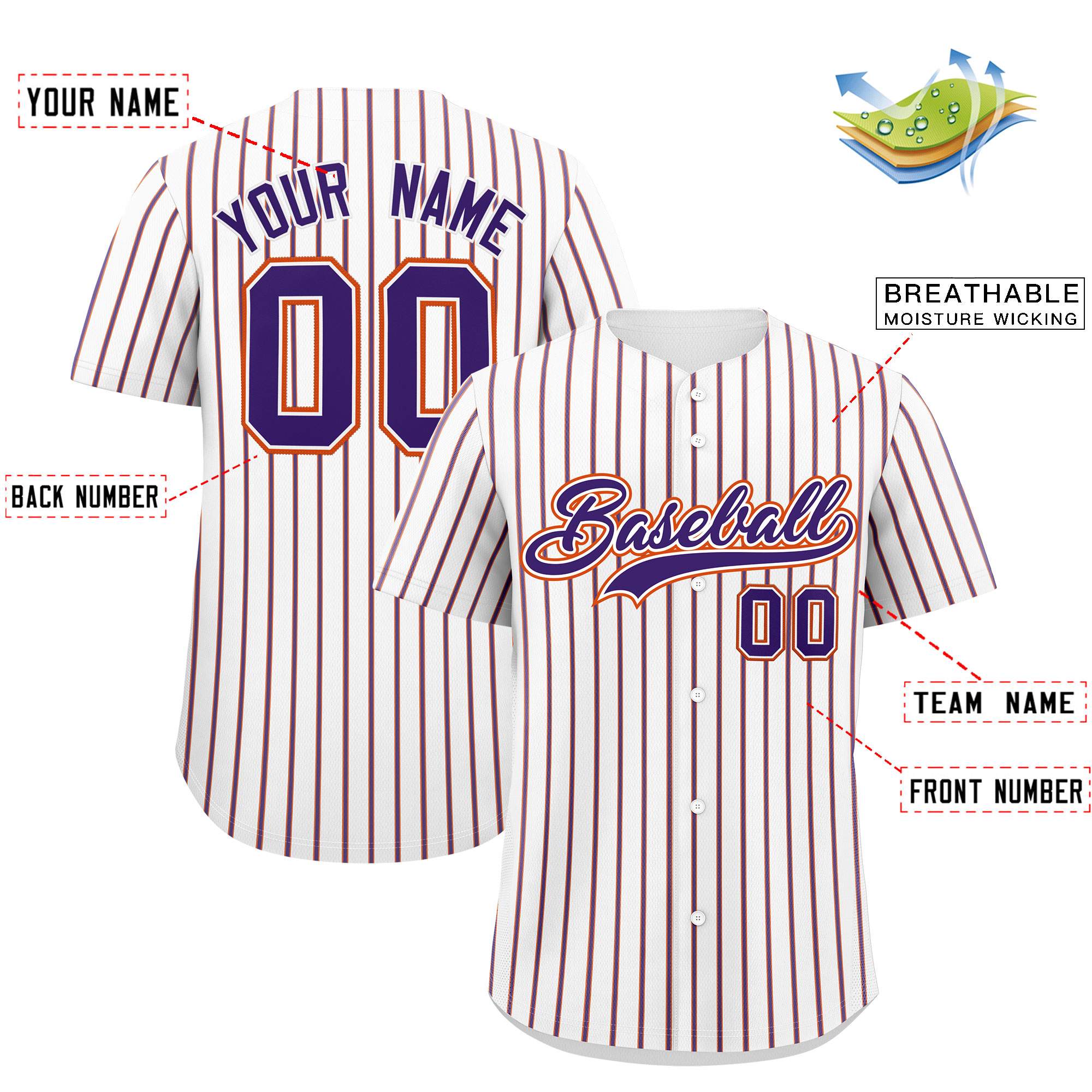 Custom White Orange Tricolor Stripe Fashion Authentic Baseball Jersey