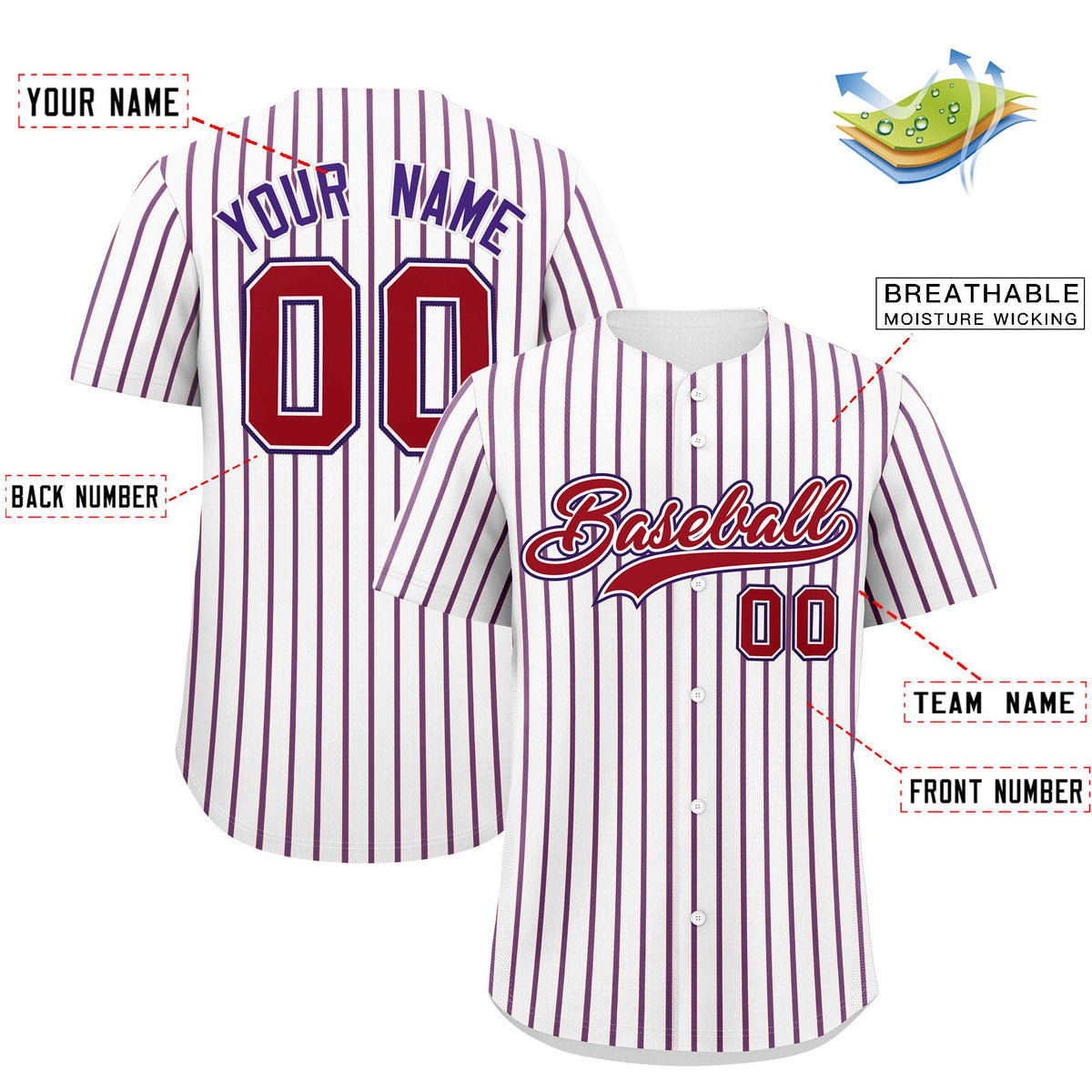 Custom White Red Tricolor Stripe Fashion Authentic Baseball Jersey