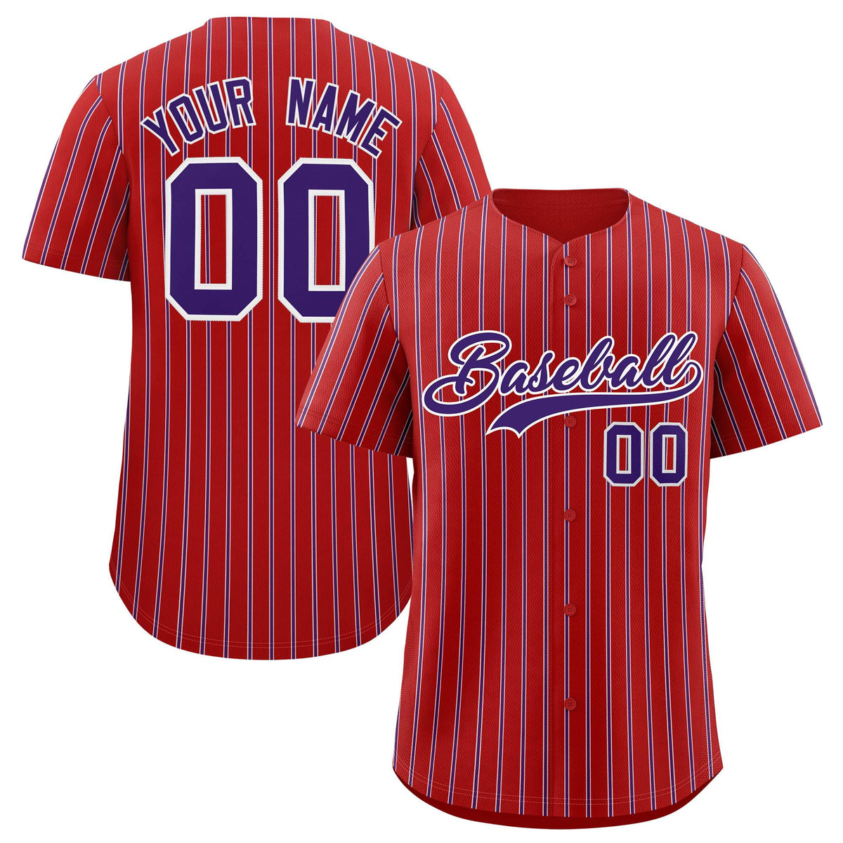 Custom Red White Tricolor Stripe Fashion Authentic Baseball Jersey