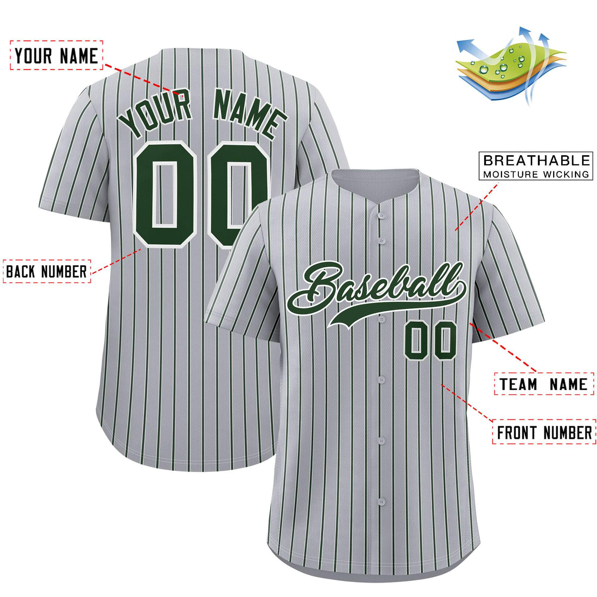 Custom Gray White Tricolor Stripe Fashion Authentic Baseball Jersey