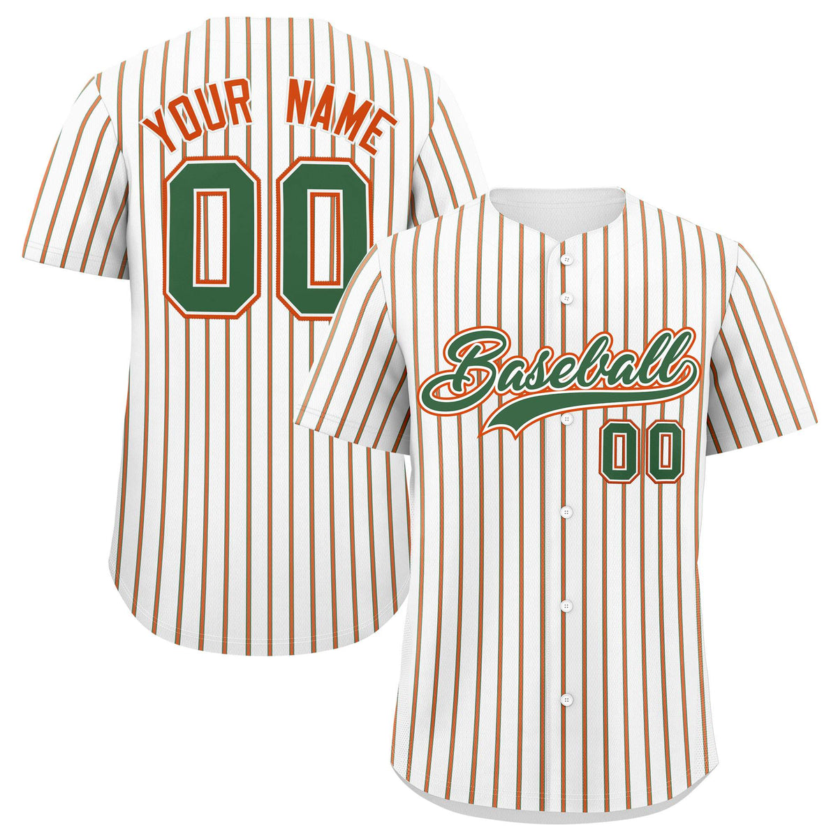 Custom White Kelly Green Tricolor Stripe Fashion Authentic Baseball Jersey
